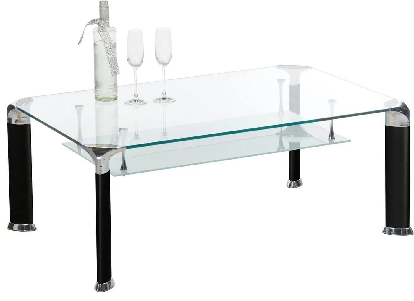 PREISBRECHER Wohnzimmertisch Alberto Glas Schwarz Modern