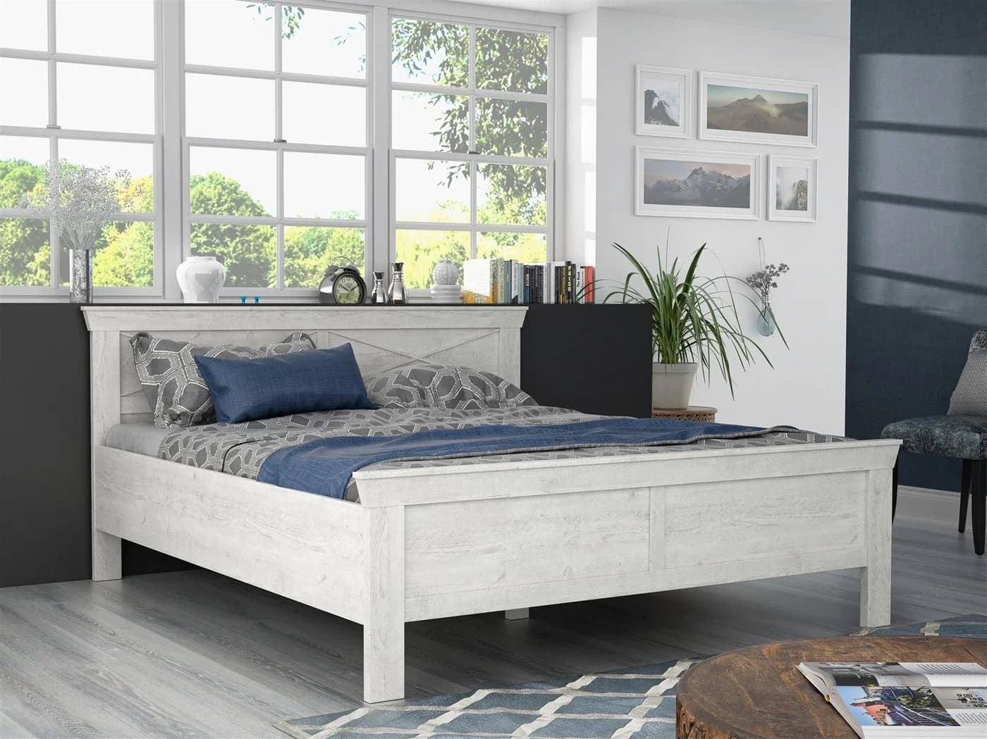freiraum Bett KASHMIR Pinie Weiß 180x200 cm
