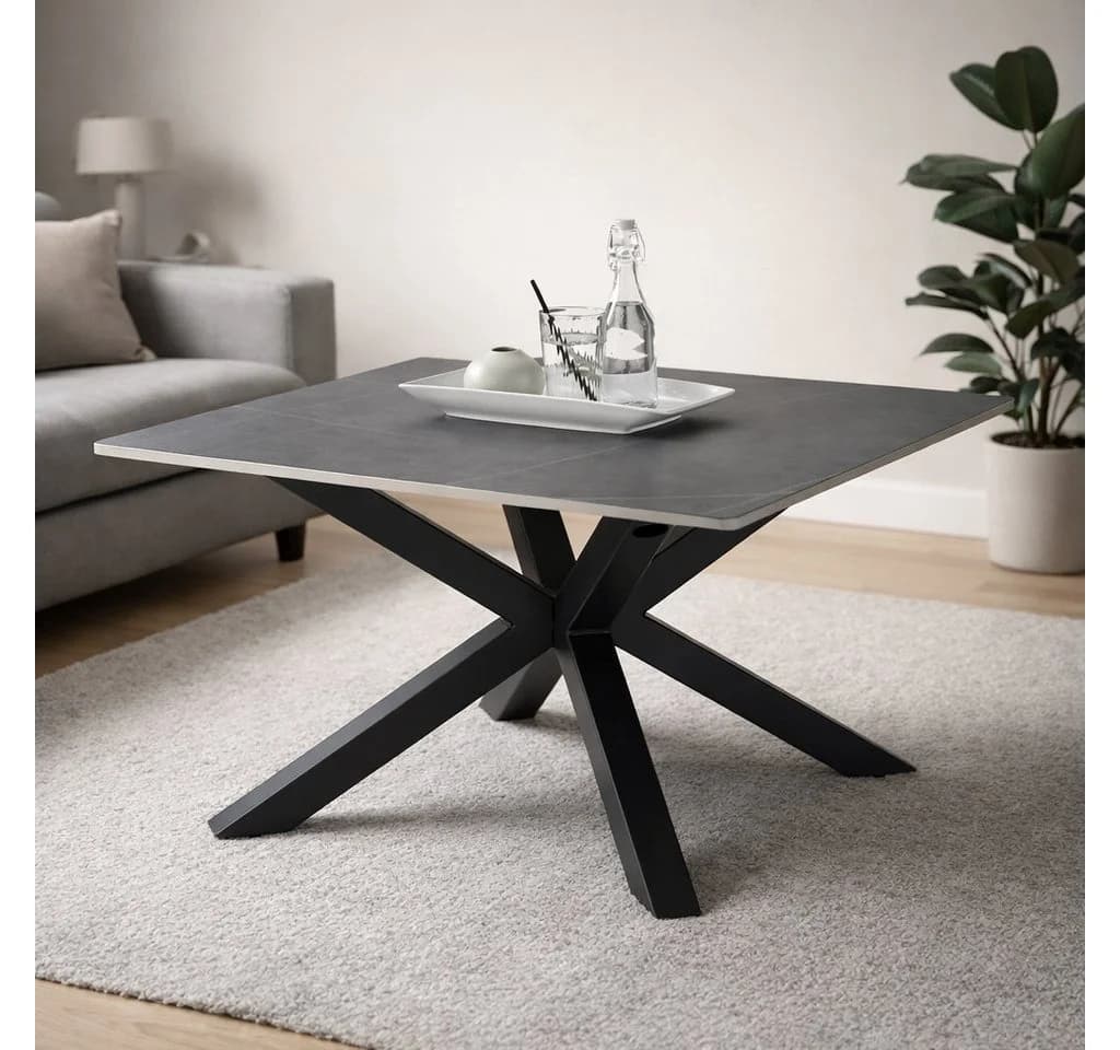 Couchtisch Janin Grau Schwarz Keramik Metall 80x45x80cm