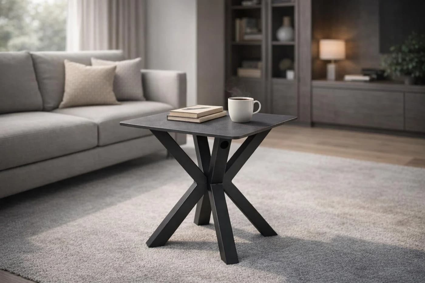 möbelando Couchtisch Janin Grau Schwarz Keramik Metall