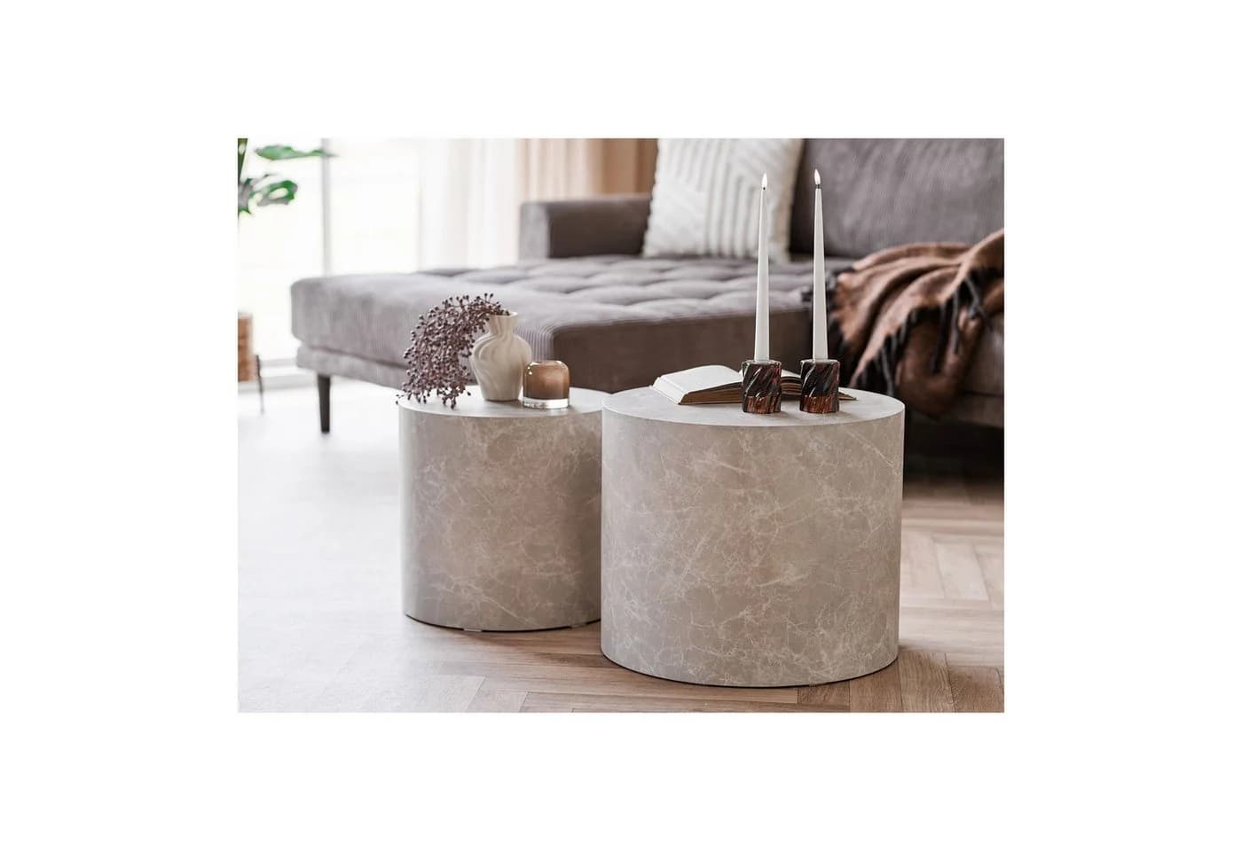 freiraum Satztisch Prague 2-tlg. Marmor-Dekor MDF