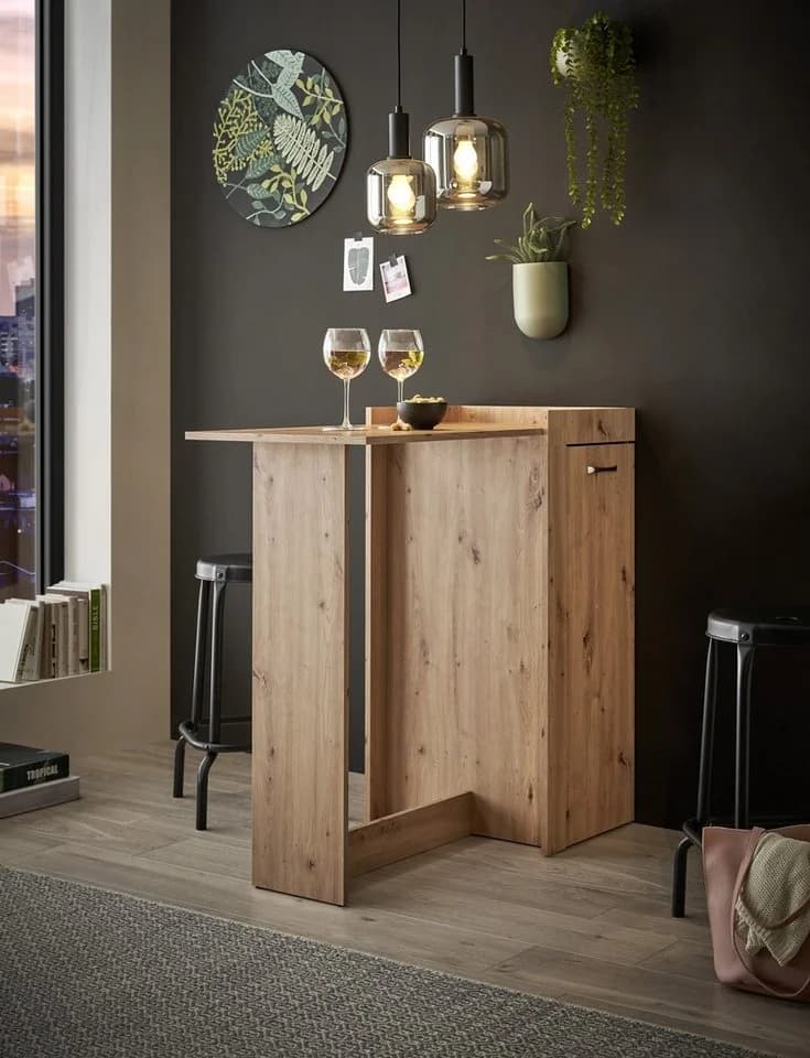 möbelando Bartisch Anett Artisan Eiche Apotheker-Schrank