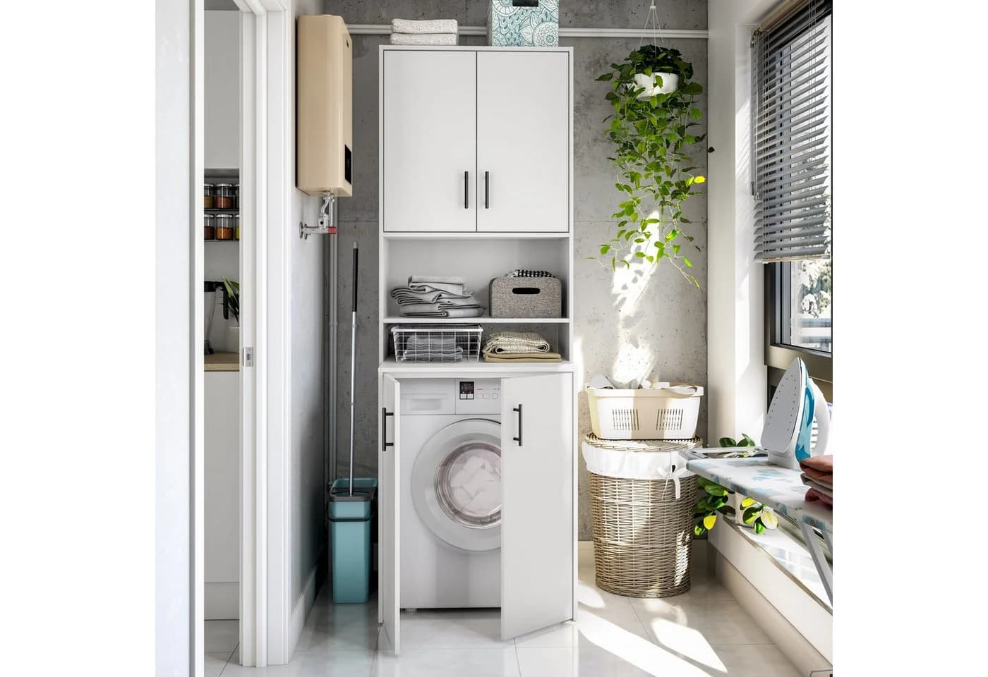 freiraum Laundry Waschmaschinenumbauschrank 4er-Set Weiß