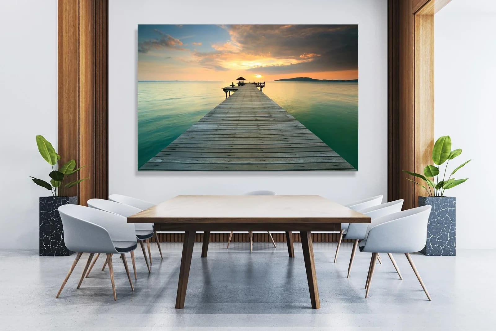 Akustikbild Steg Bali Sonnenuntergang Polyester