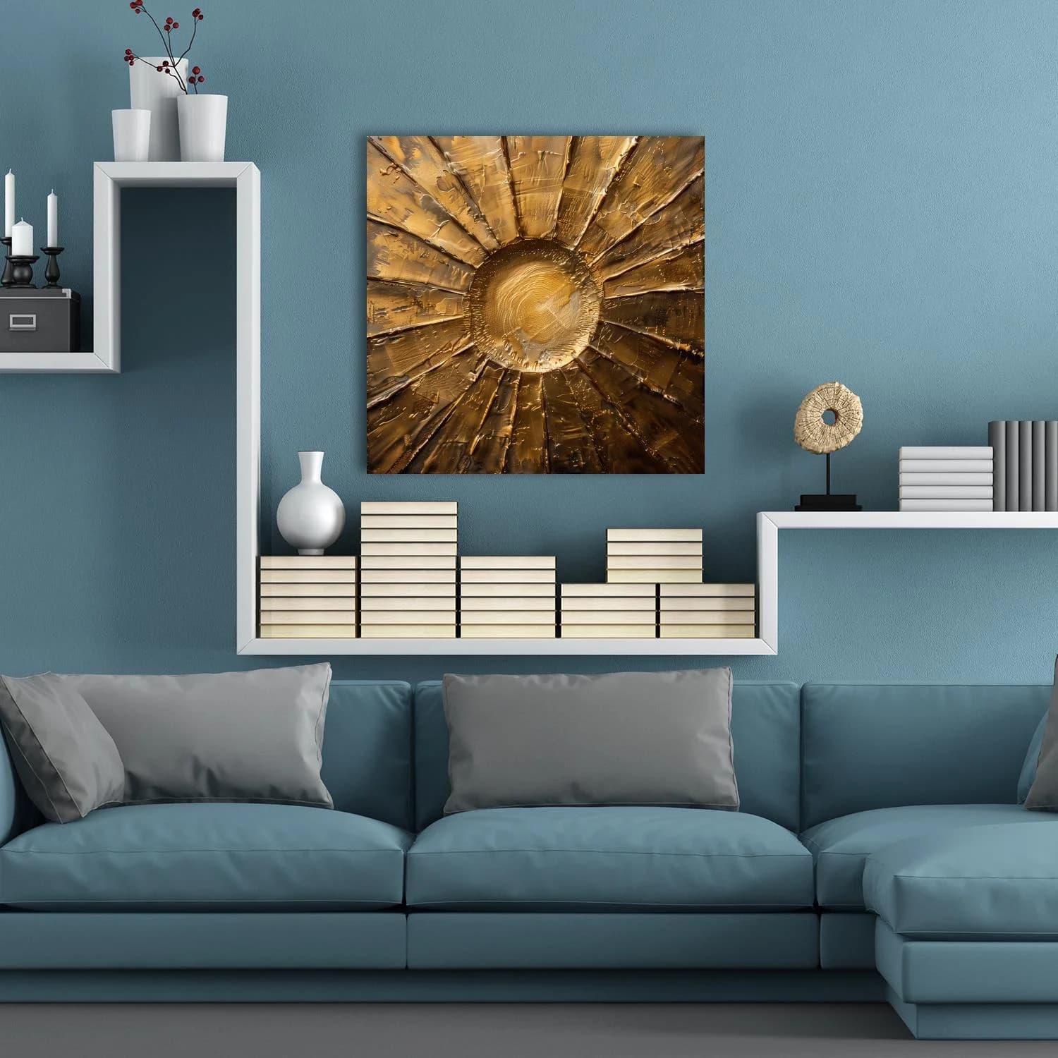 Acrylglasbild QUEENCE "Goldene Sonne"