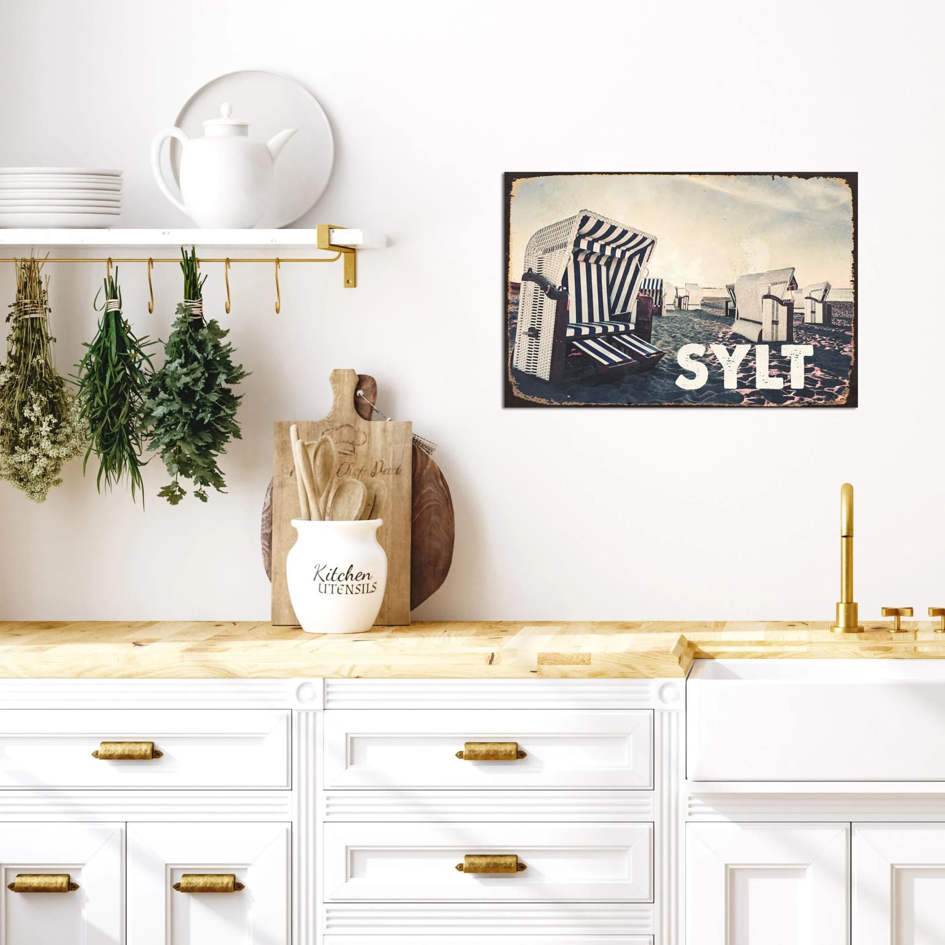 Metallbild QUEENCE "Sylt vibe" weiß Meer Motiv