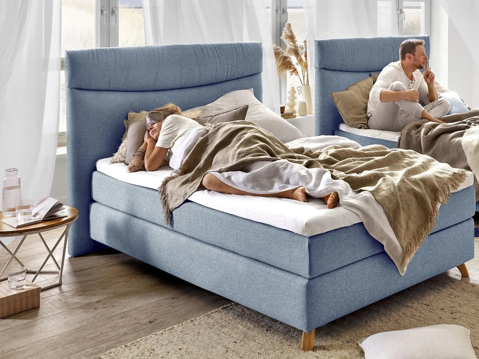Boxspringbett SANSIBAR Langeoog mit Bonellfederkern und Stoffbezug