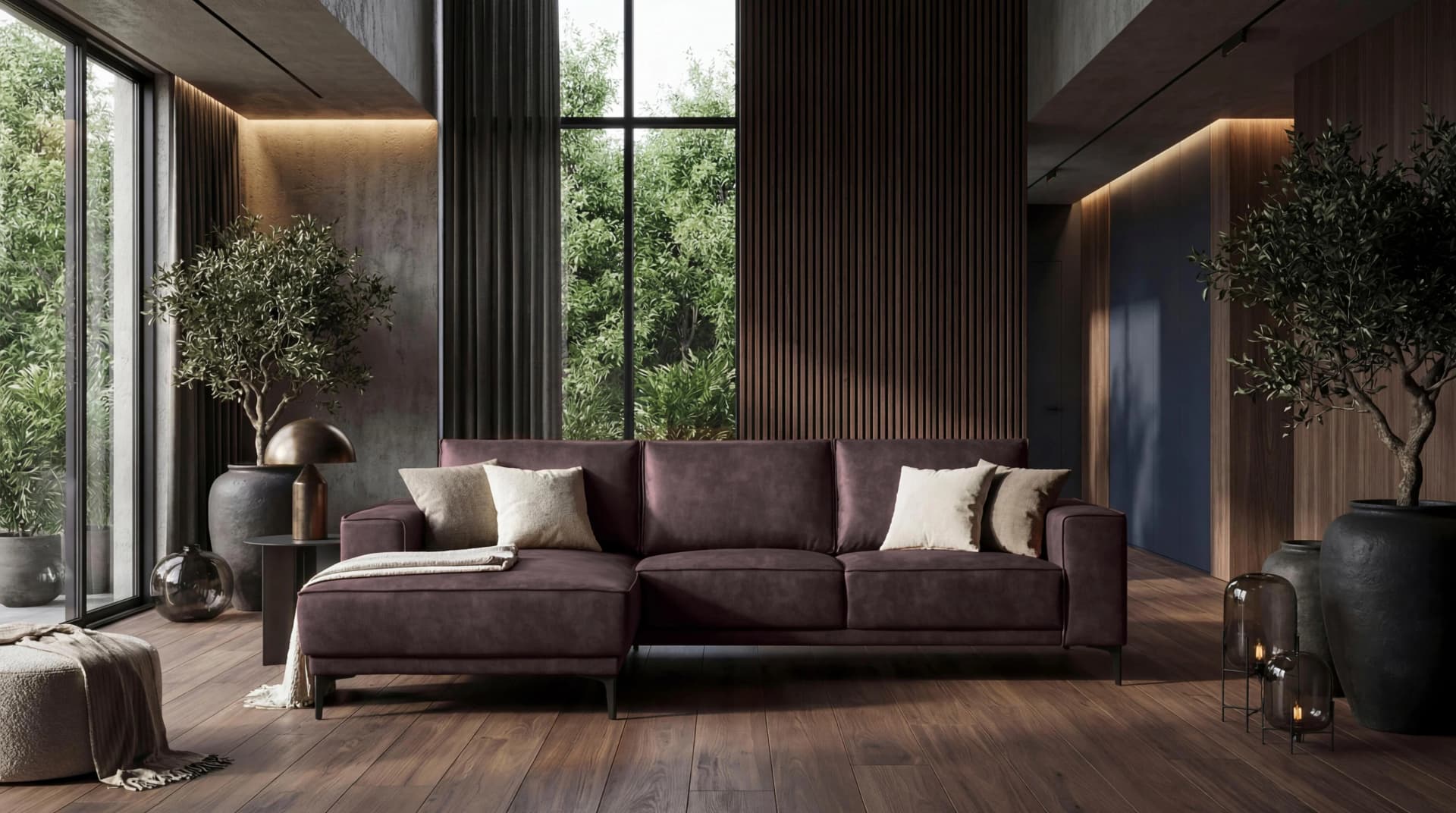 OTTO HOME Ecksofa Oland L-Form Dunkelbraun Luxus-Microfaser