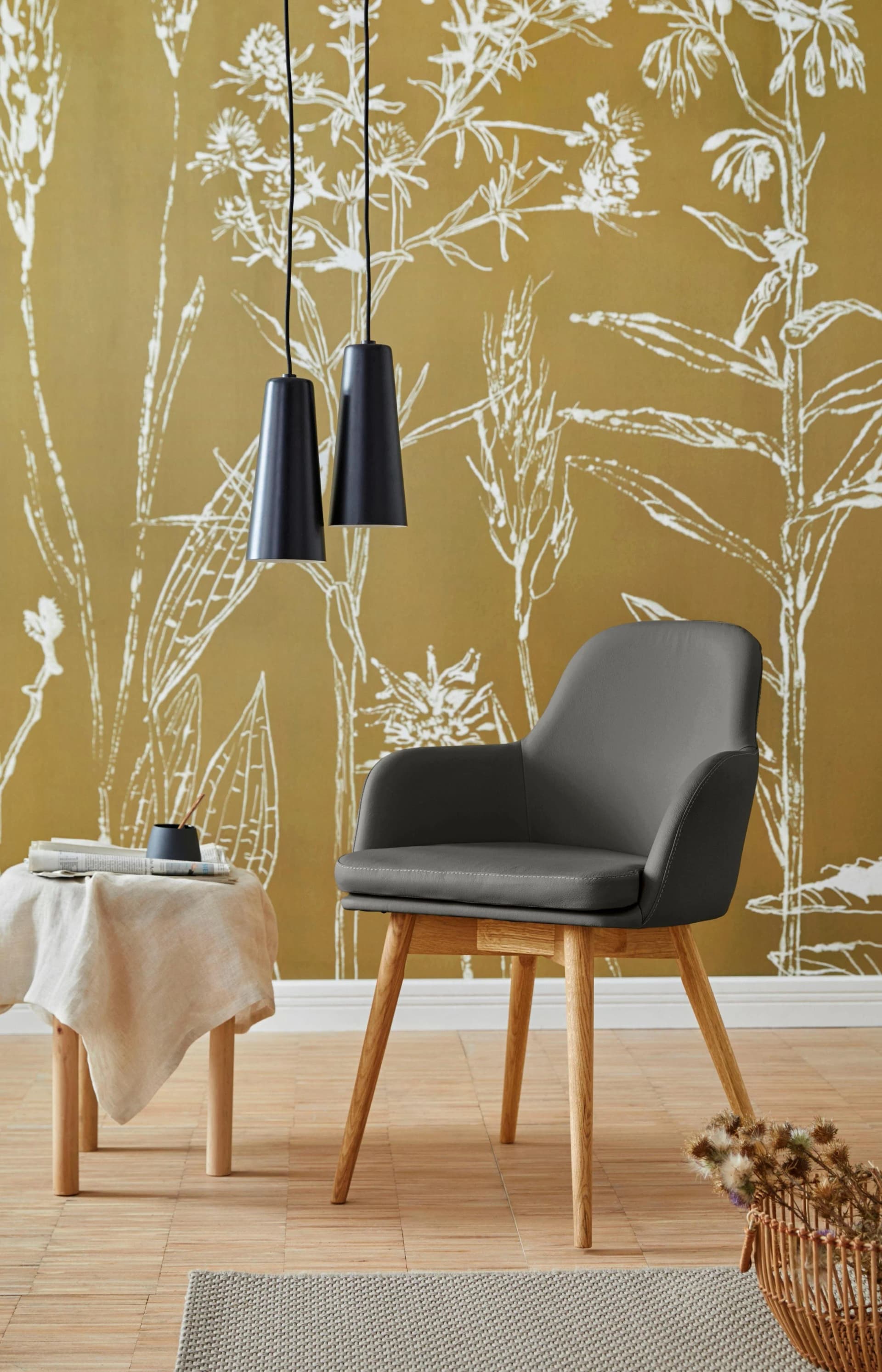 OTTO HOME Livry Armlehnstuhl Anthrazit Leder Eiche