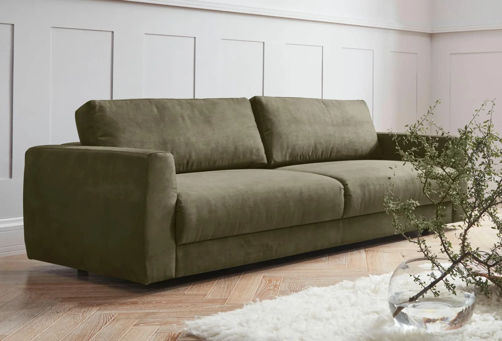 OTTO HOME Hobro 2,5-Sitzer Sofa in Oliv Lederoptik