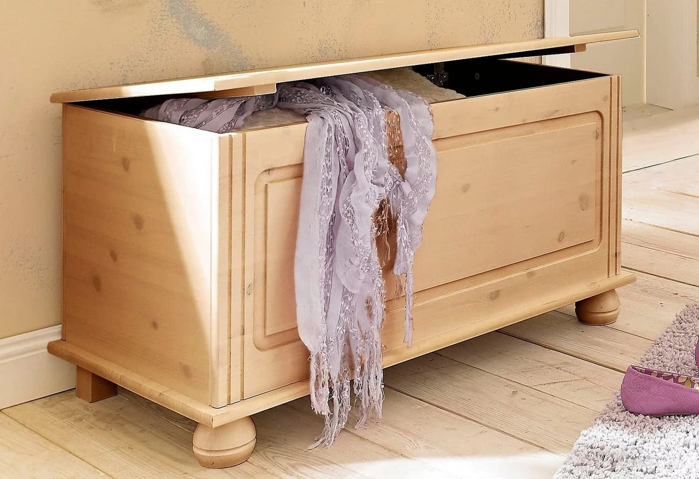 OTTO HOME Sitztruhe Finca Beige Natur Gebeizt Gewachst