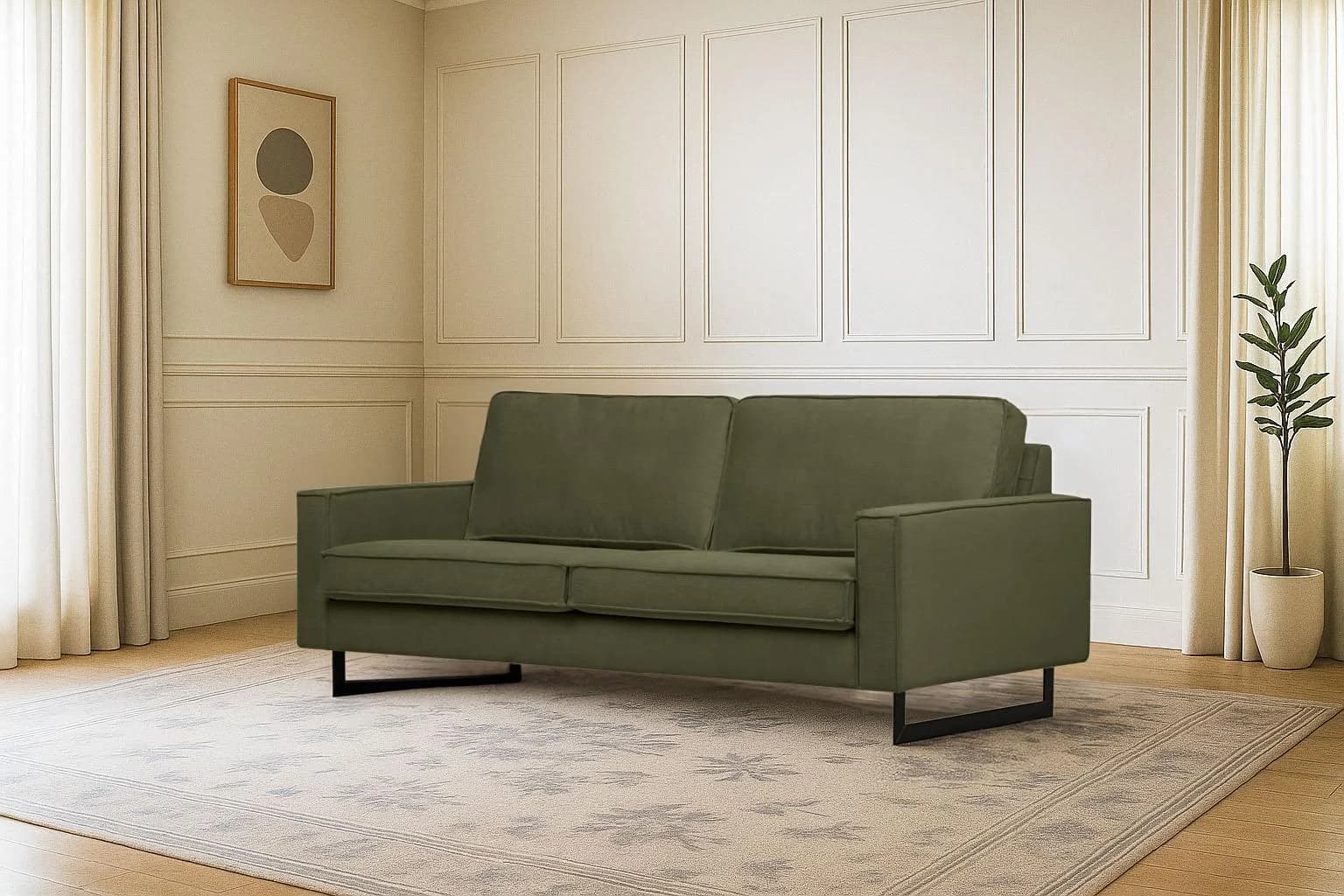 Home Affaire Pinto 3-Sitzer Sofa Khaki Kunstleder Cord