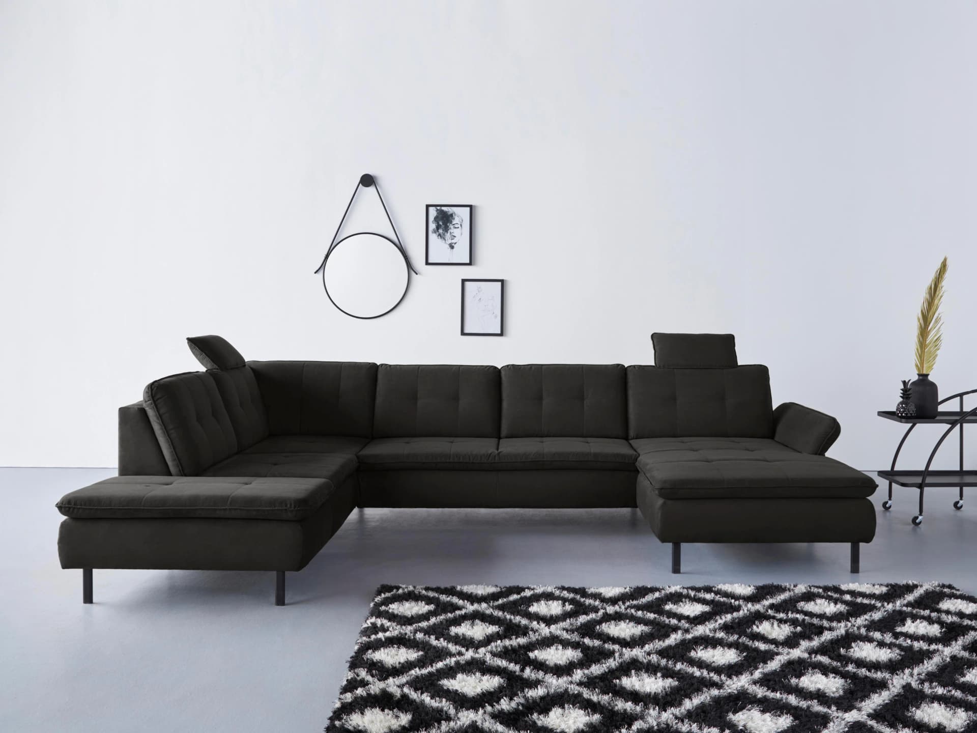 HOME AFFAIRE Wohnlandschaft Birkholm U-Form Schwarz