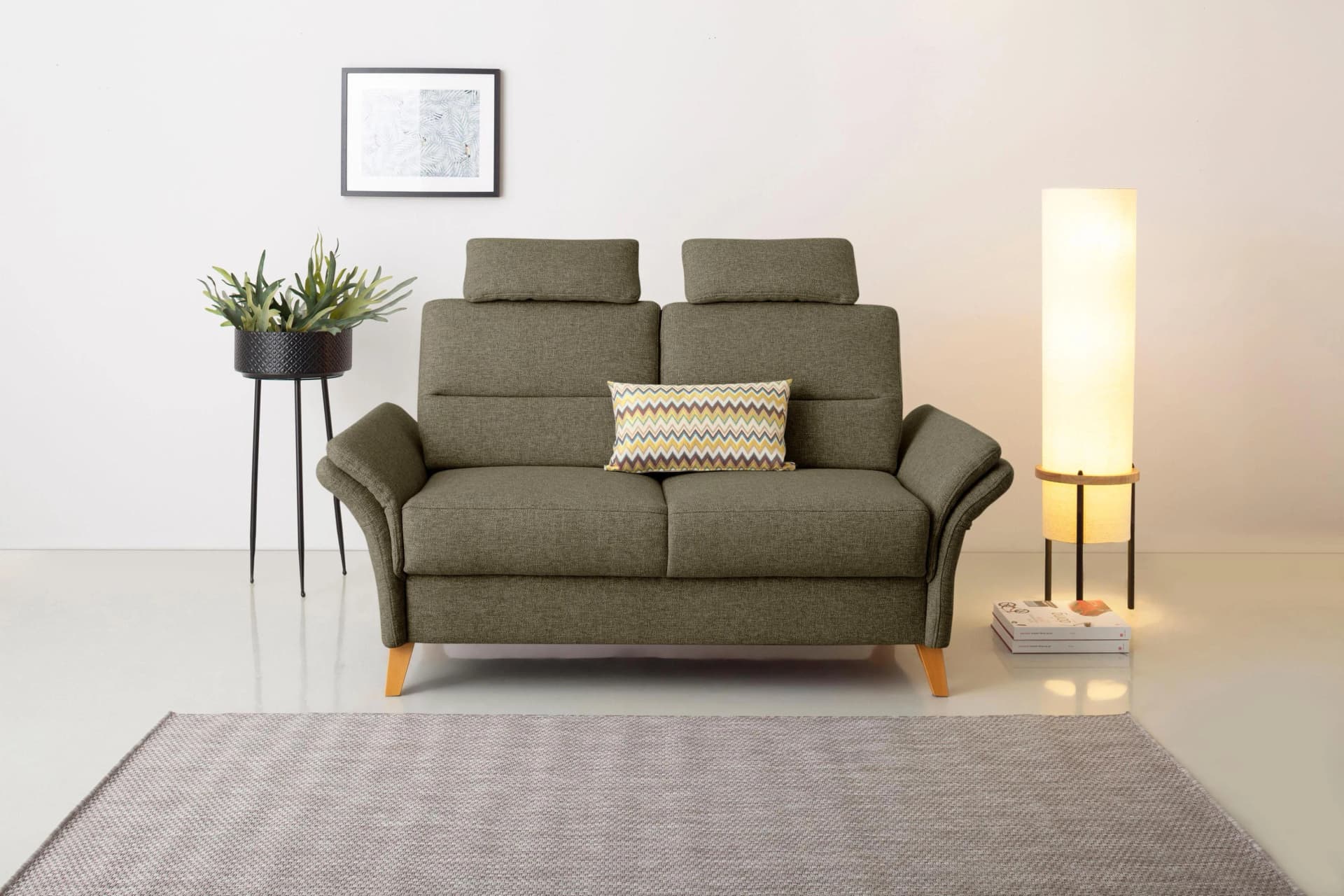 HOME AFFAIRE Westerland 2-Sitzer Sofa mit Armlehnfunktion Oliv