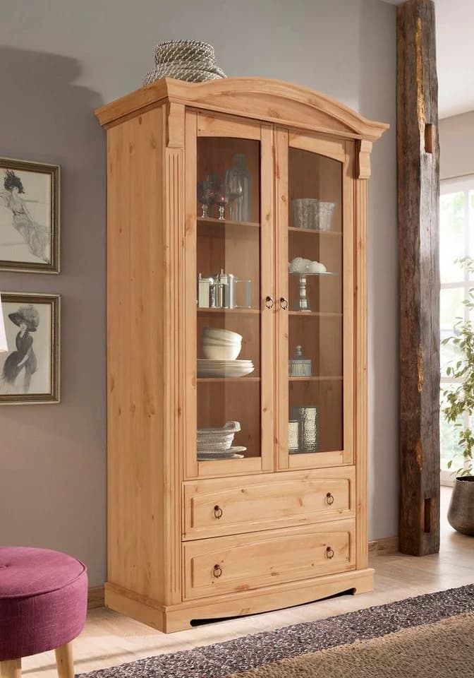 OTTO HOME Anna Glasvitrine Massivholz Kiefer Beige