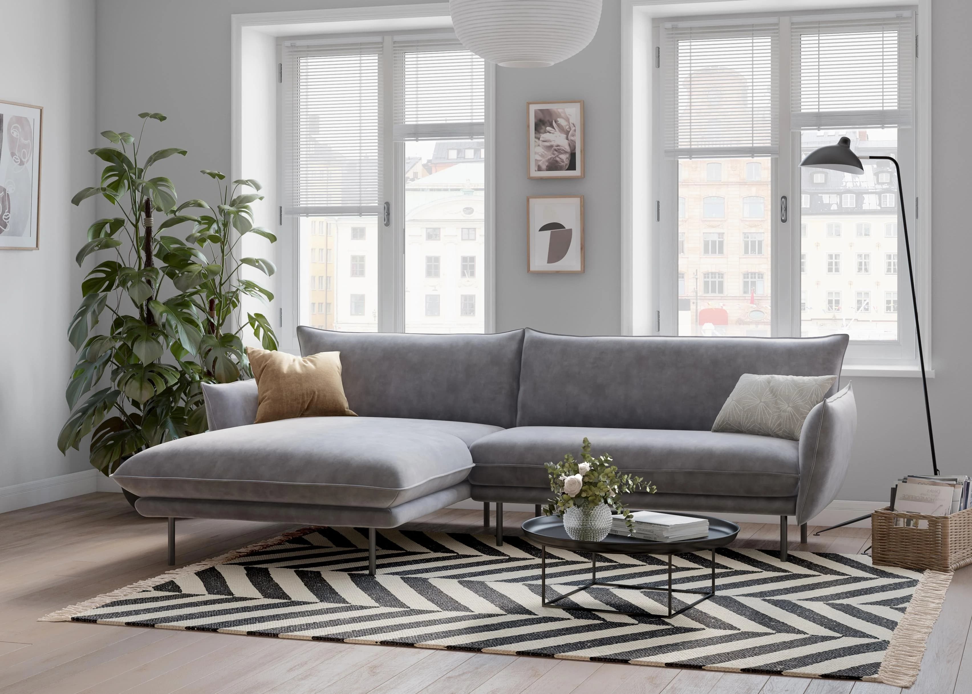 OTTO HOME Ecksofa Stine L-Form Grau Samtoptik