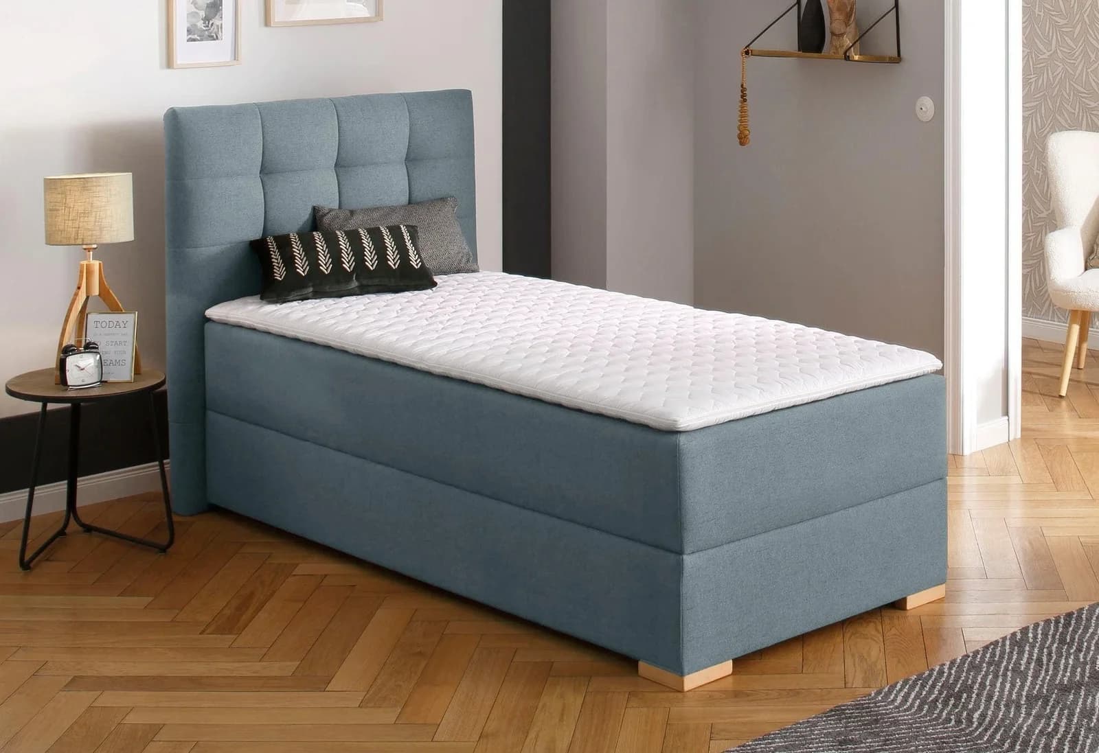 HOME AFFAIRE Boxbett Olivet mit Bettkasten und Matratze in Petrol
