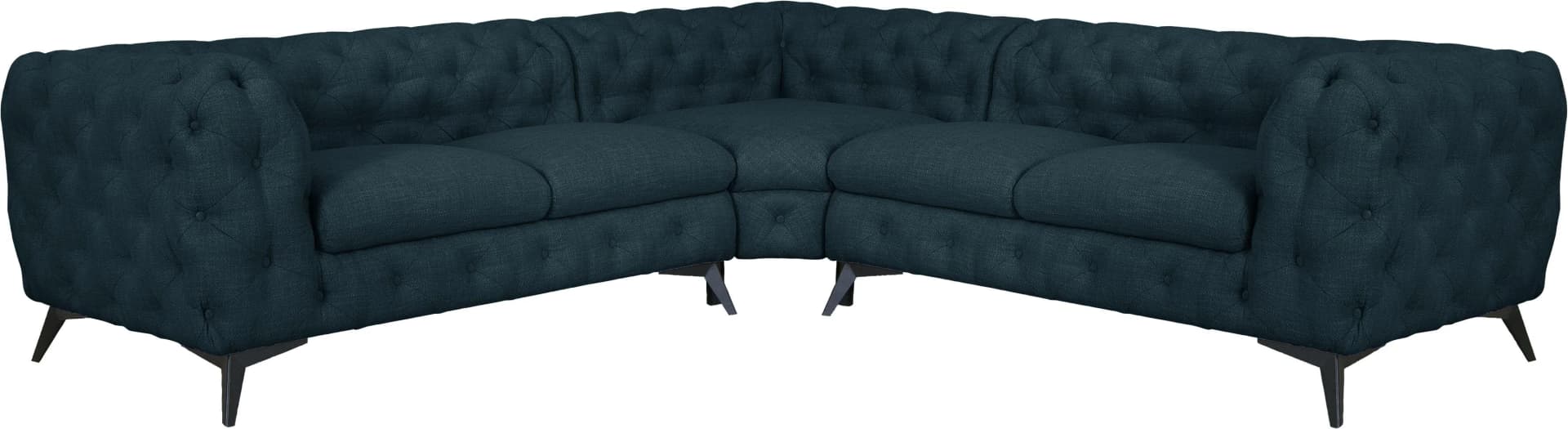HOME AFFAIRE Chesterfield Ecksofa L-Form Petrol Polyester