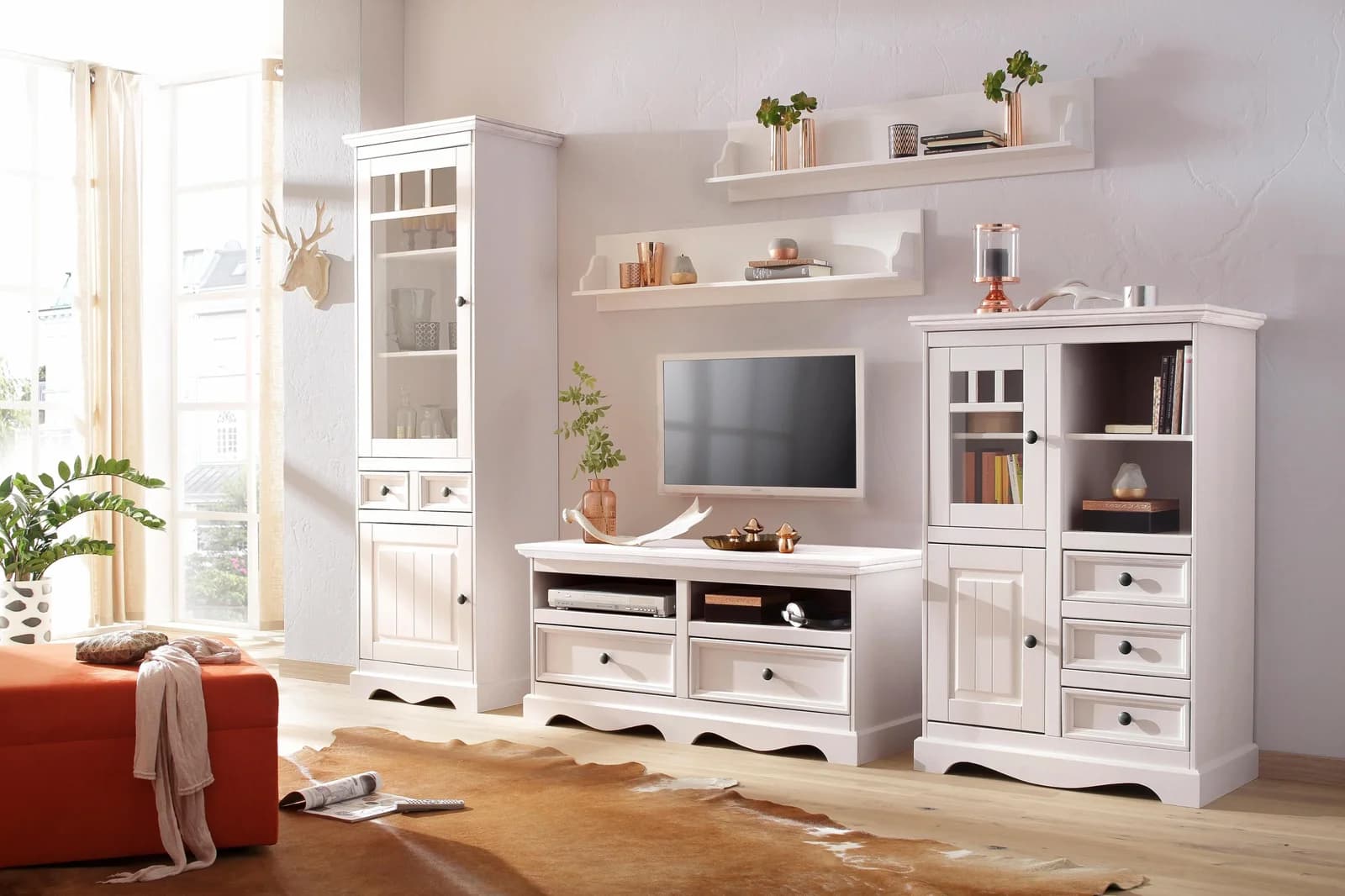 OTTO HOME Vitrine Melissa Weiß Landhausstil Massivholz