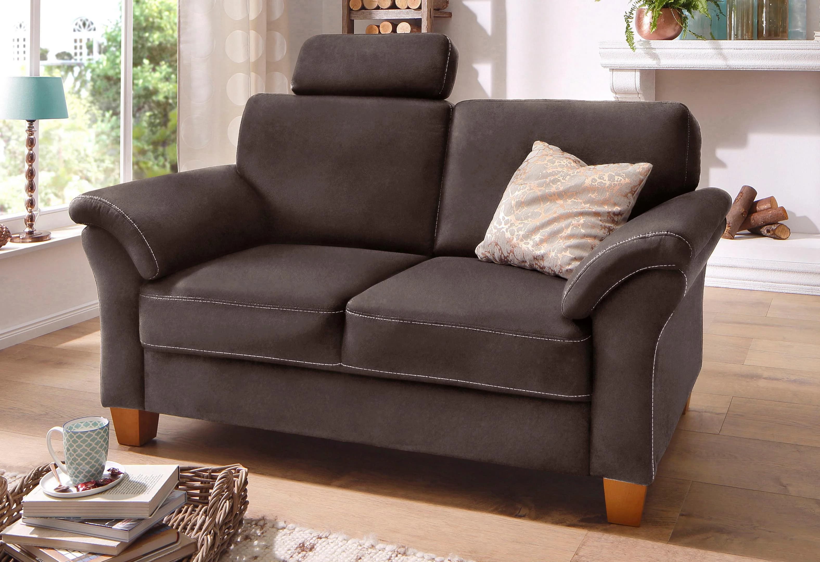 HOME AFFAIRE 2-Sitzer Sofa Borkum Dunkelbraun Microfaser