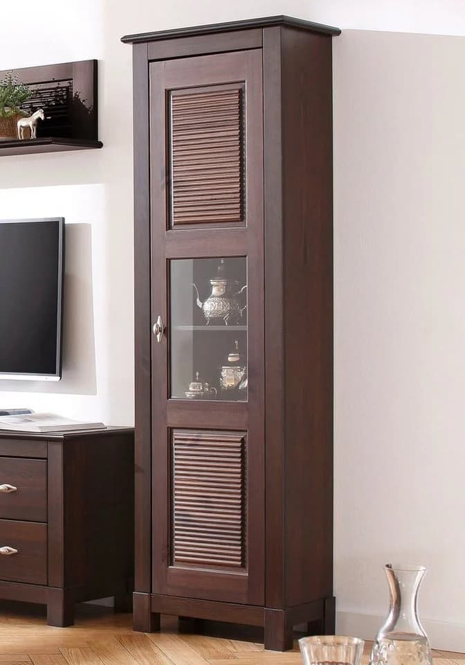 OTTO HOME Vitrine Rauna Massivholz Braun Landhaus-Stil