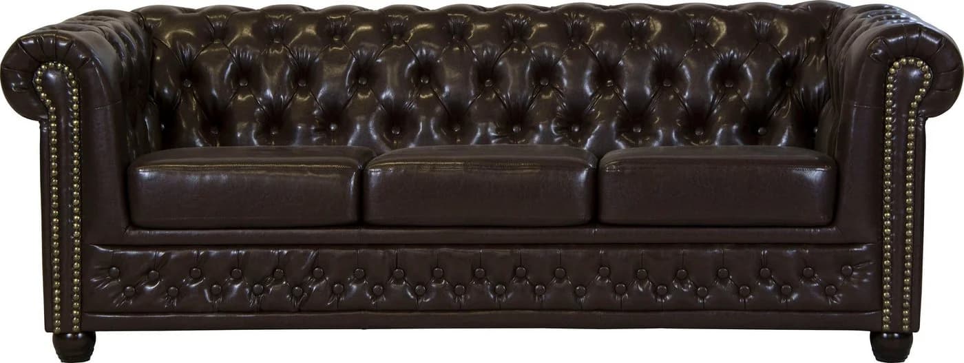 HOME AFFAIRE Chesterfield-Sofa Rysum Dunkelbraun Kunstleder