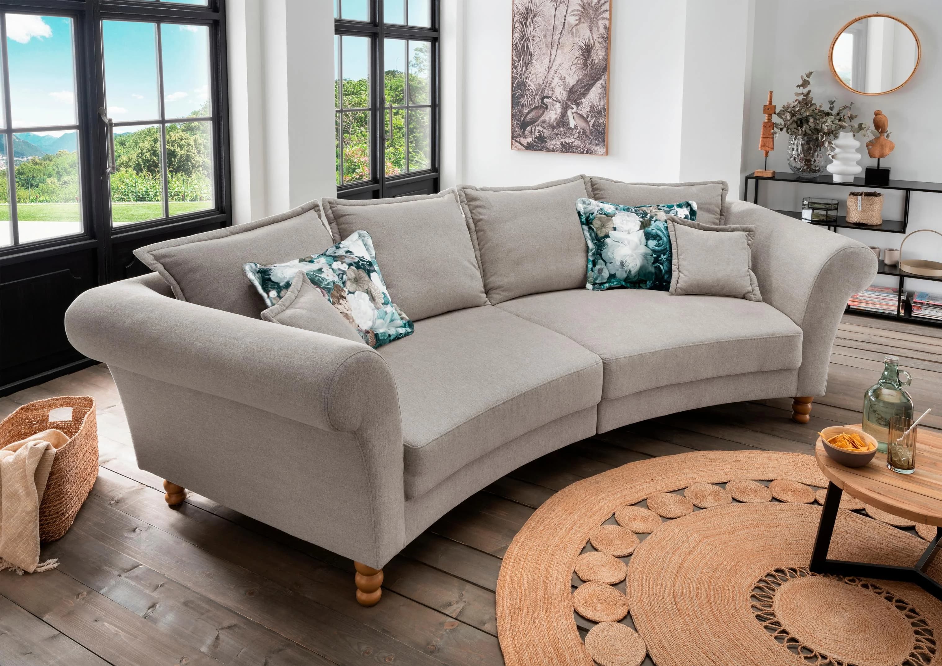 Home Affaire Big-Sofa Tassilo Grau Geschwungen 350cm