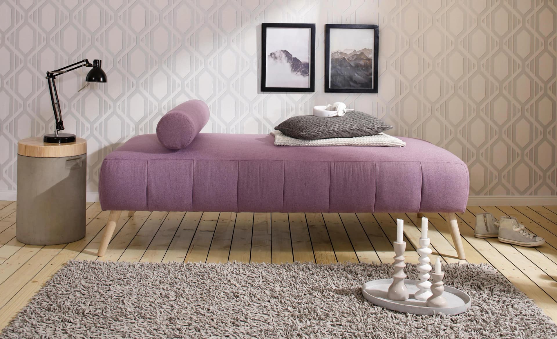 Daybett OTTO HOME Lucy Lila Struktur fein mit Rollenkissen