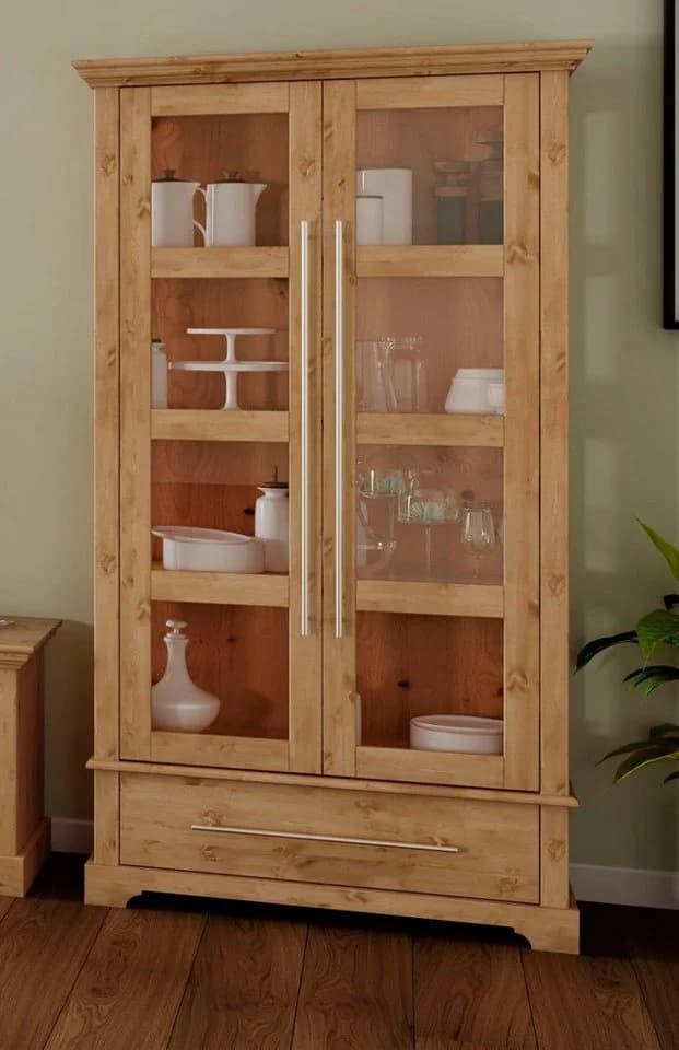 OTTO HOME Vitrine Melissa Kiefer massiv Beige Glastüren