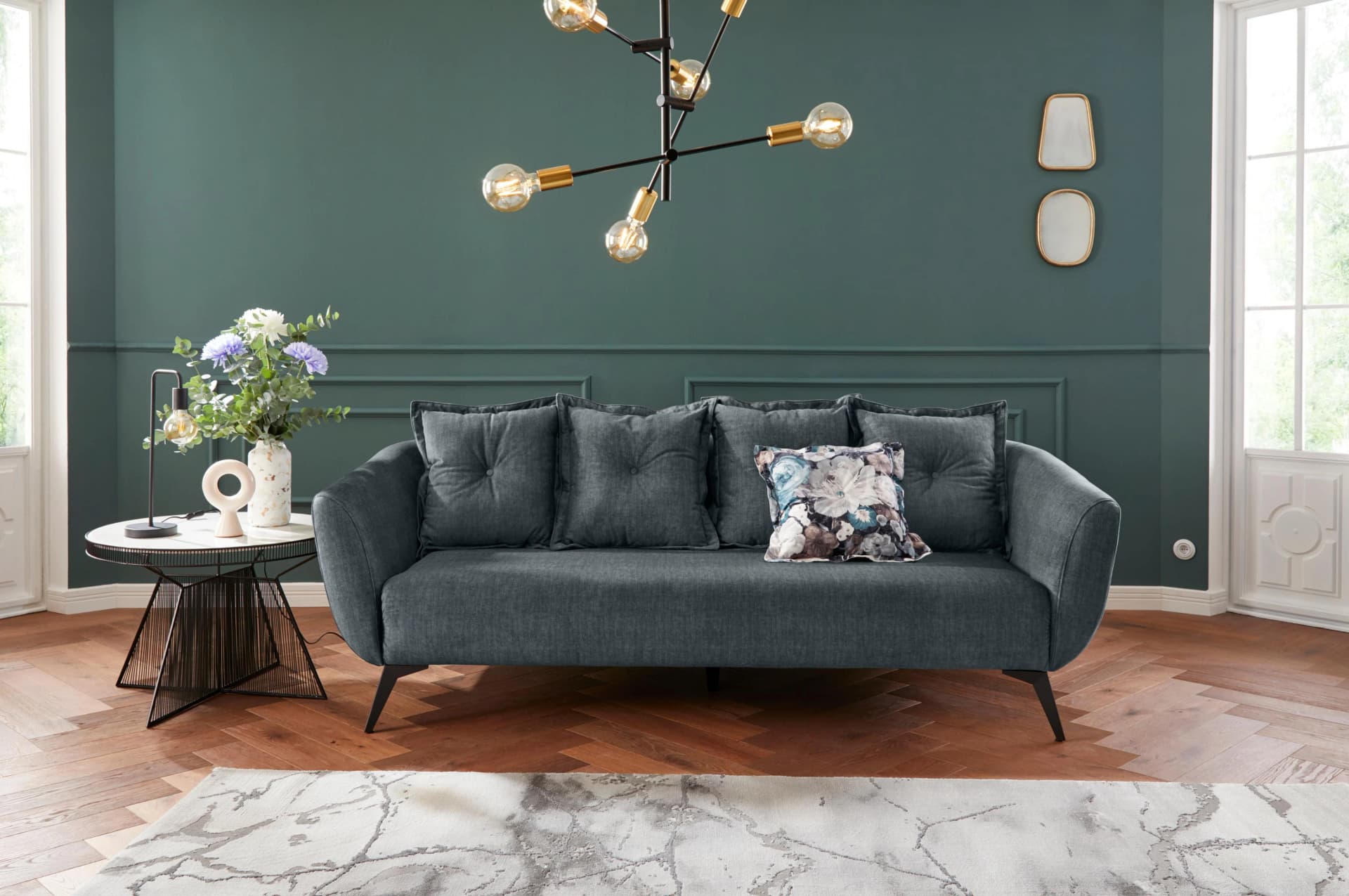 Home Affaire Baggio 3-Sitzer Sofa Ocean Blau Veloursstoff