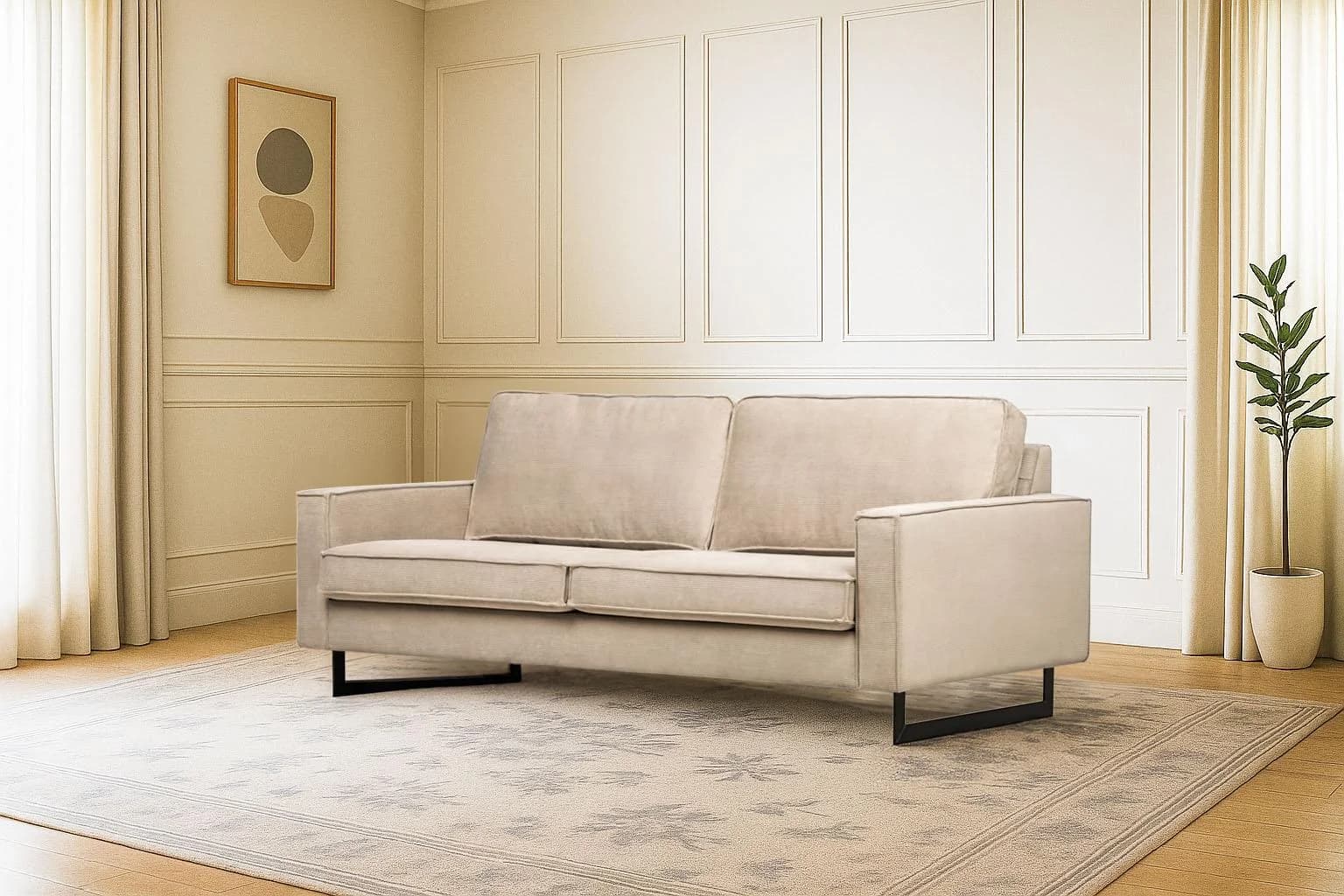 HOME AFFAIRE Pinto 3-Sitzer Sofa Cord & Kunstleder Grau