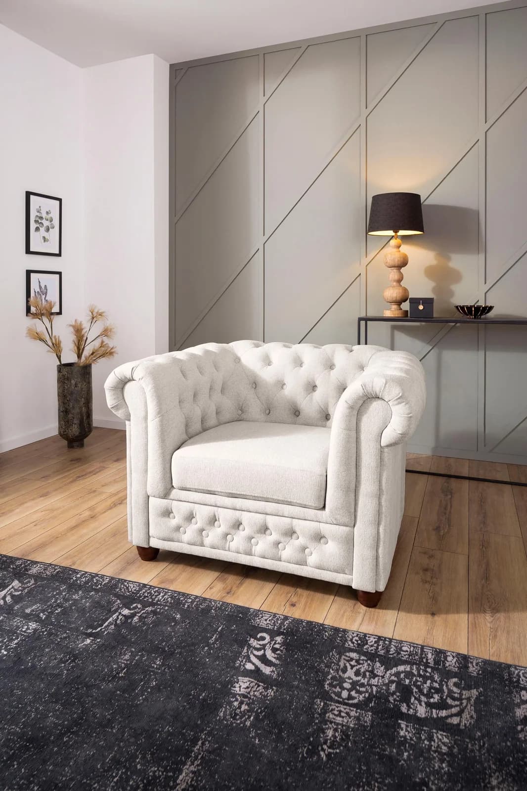 Home Affaire Chesterfield-Sessel New Castle Beige mit Knopfheftung