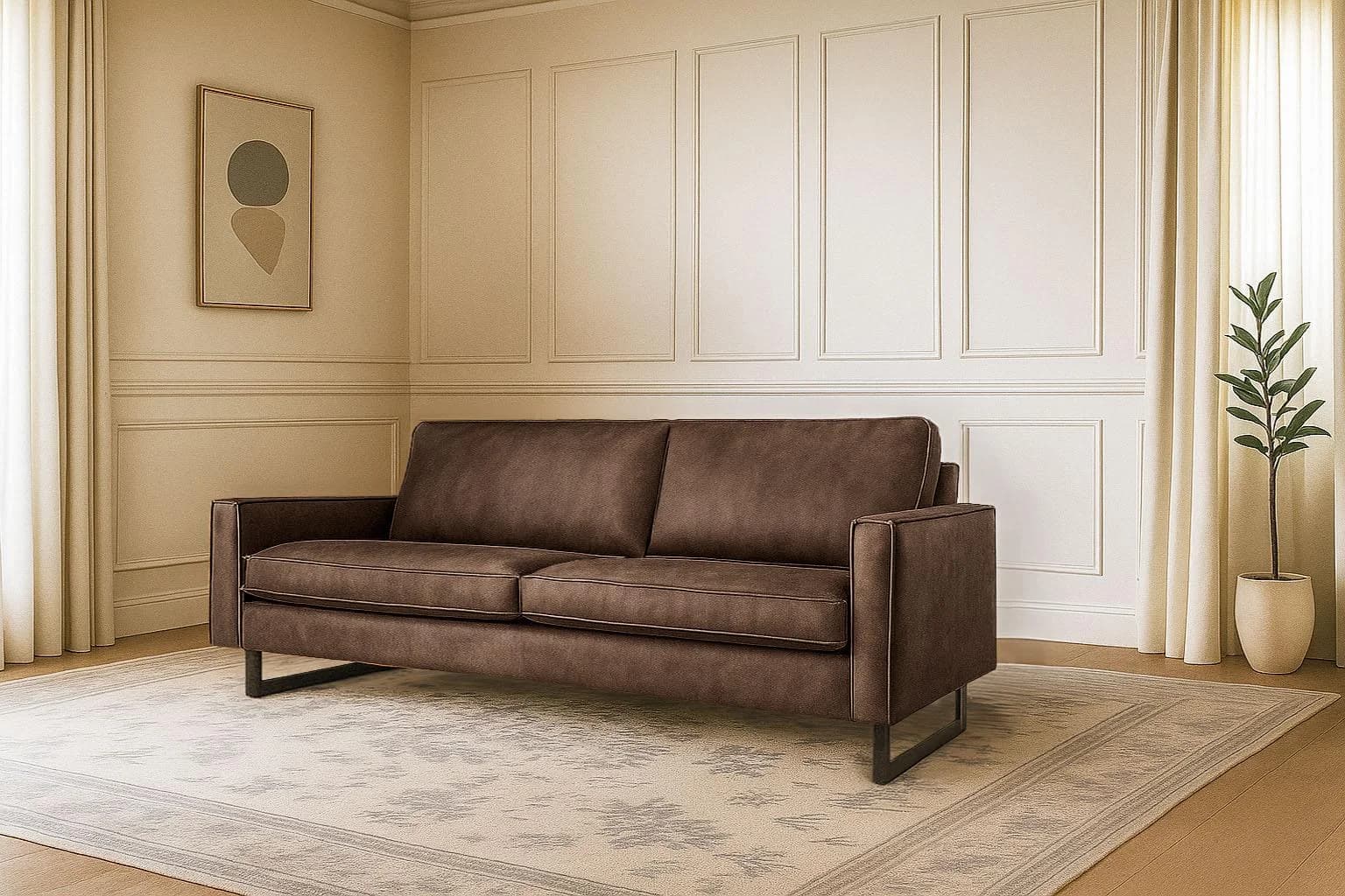 HOME AFFAIRE Maxi-Ausführung Pinto 3-Sitzer Sofa Braun Lederoptik