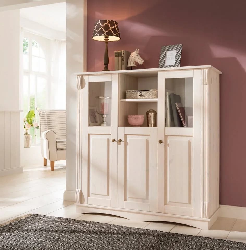 OTTO HOME Highboard Teresa Weiß Massivholz Kiefer FSC