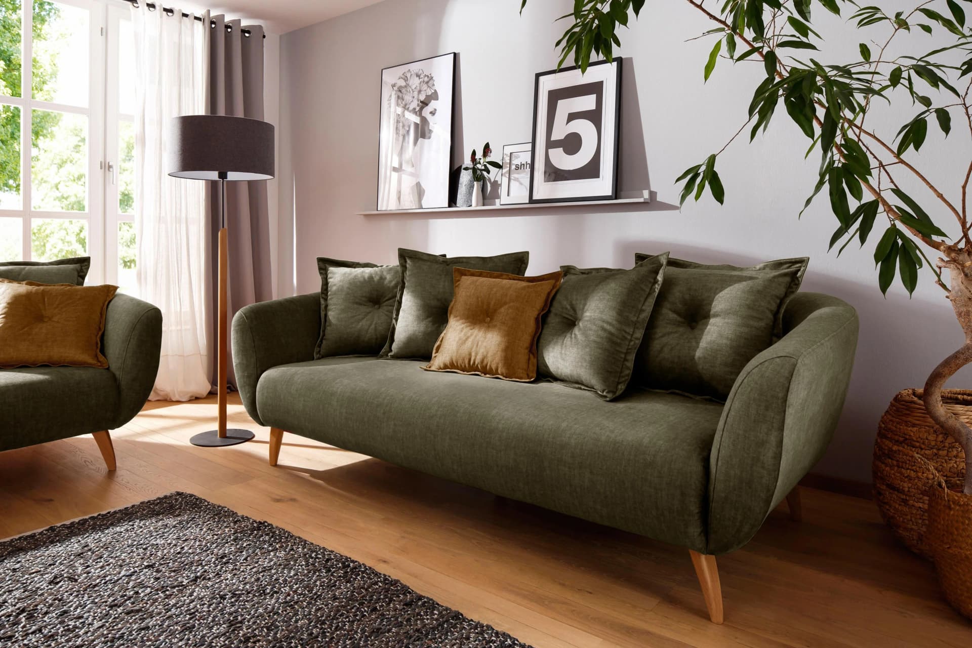 Home Affaire Baggio 3-Sitzer Sofa Grün Velours Modern