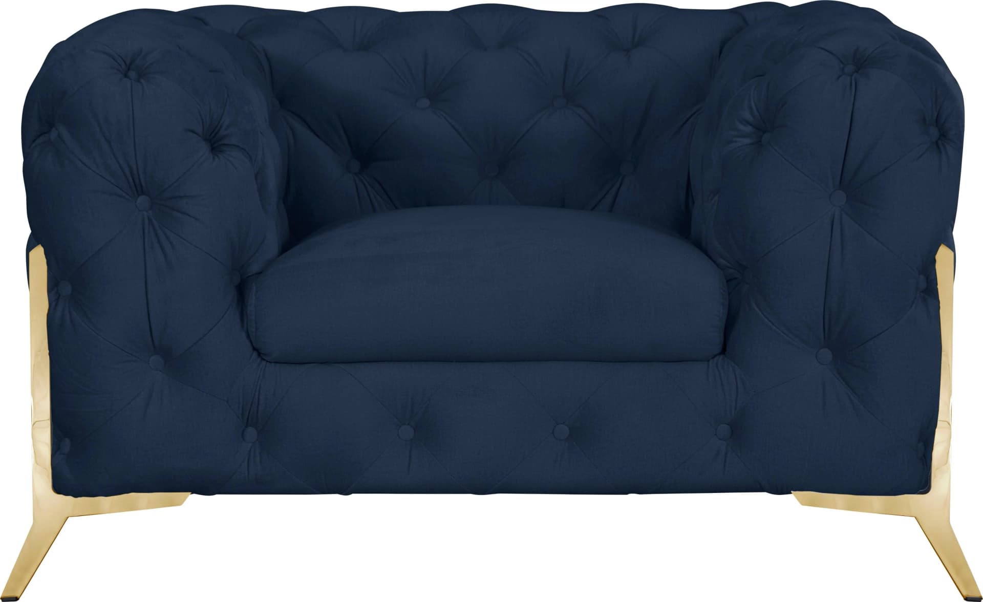Home Affaire Amaury Chesterfield-Sessel Blau Samtoptik Gold
