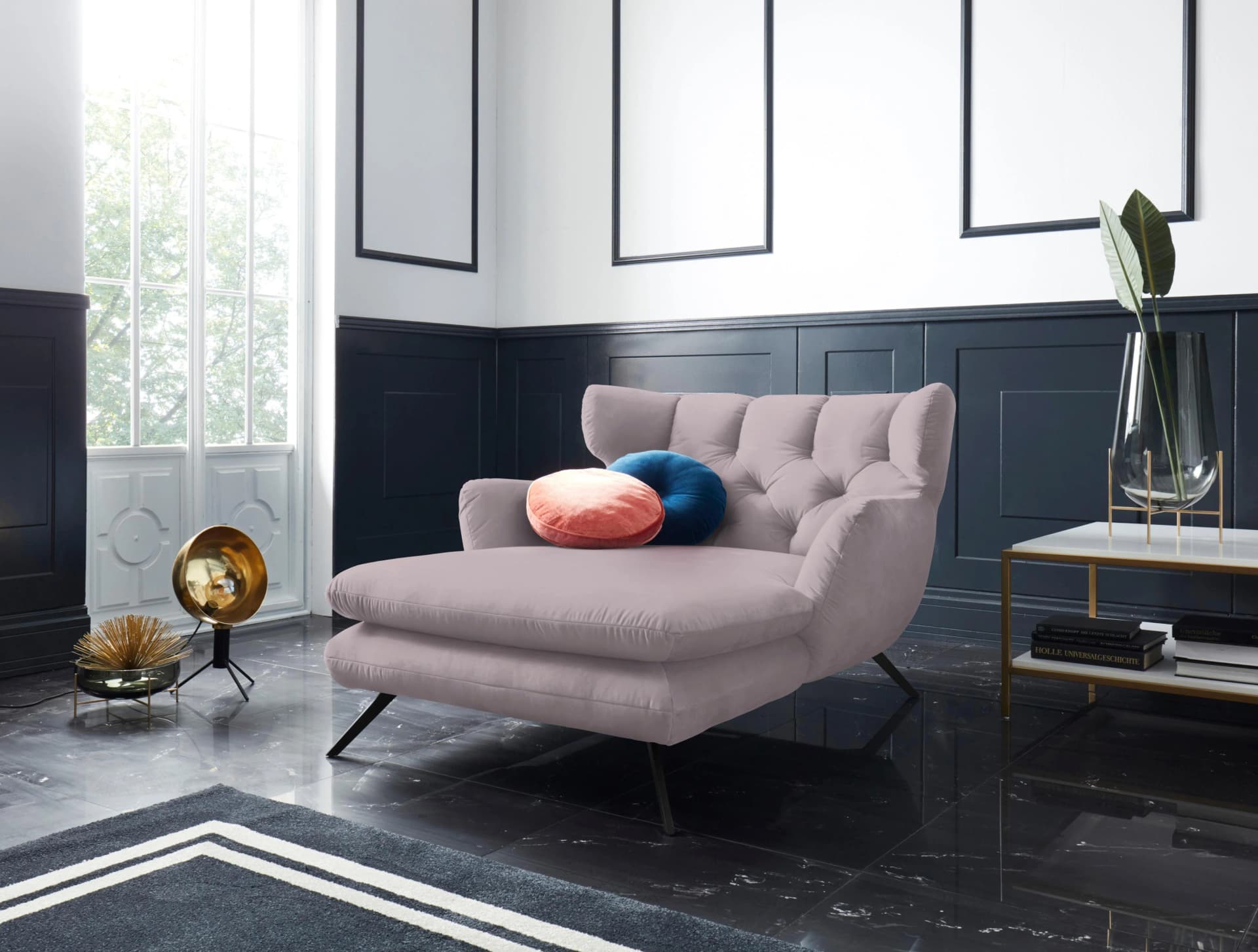 Loveseat 3C CANDY Beatrice Loungesessel Rosa Samt-Optik