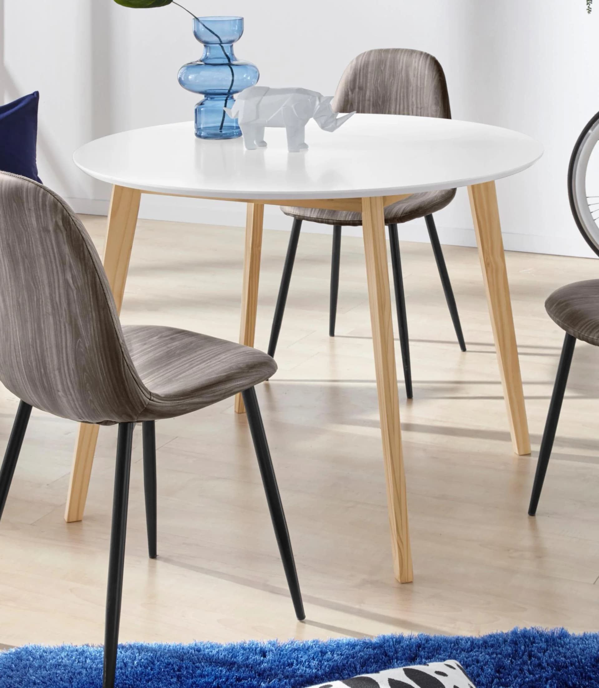 Esstisch OTTO HOME Cody Weiß Runde MDF Tischplatte Massivholzbeine
