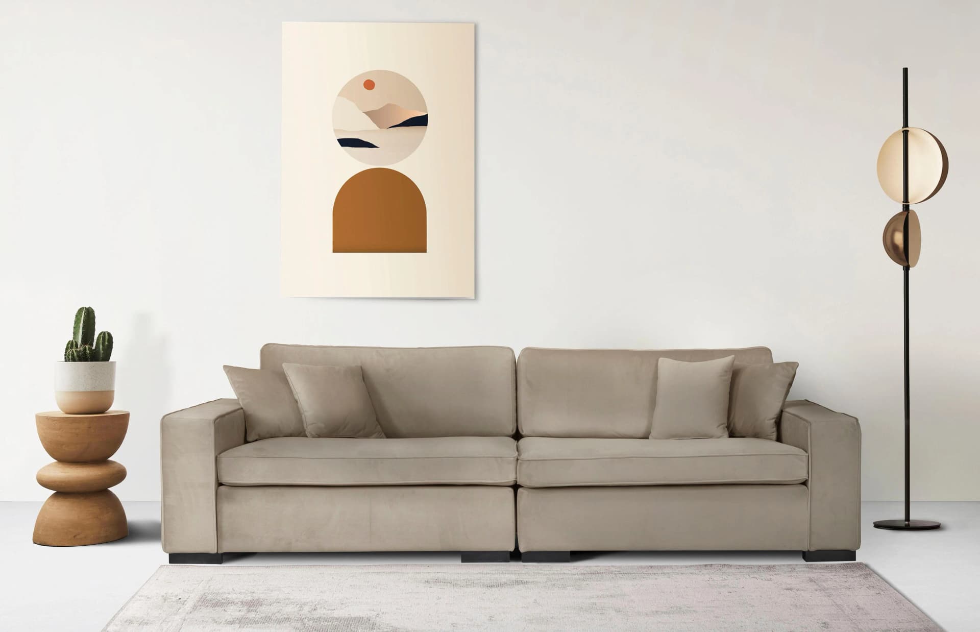 HOME AFFAIRE Skara XXL 2-Sitzer Sofa Beige Samtoptik