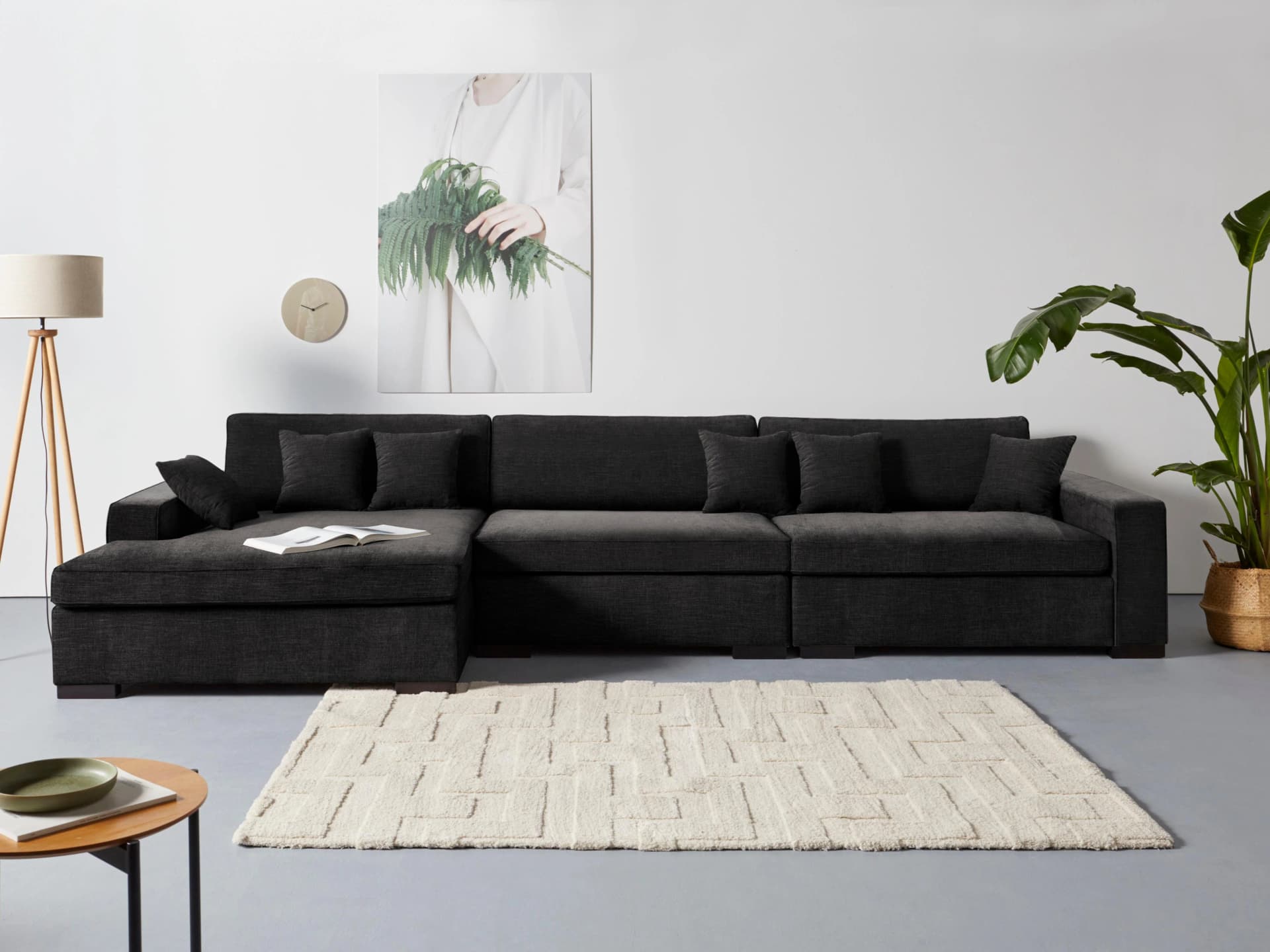 HOME AFFAIRE Skara XXL L-Form Sofa-Eckelement Anthrazit Samtvelours