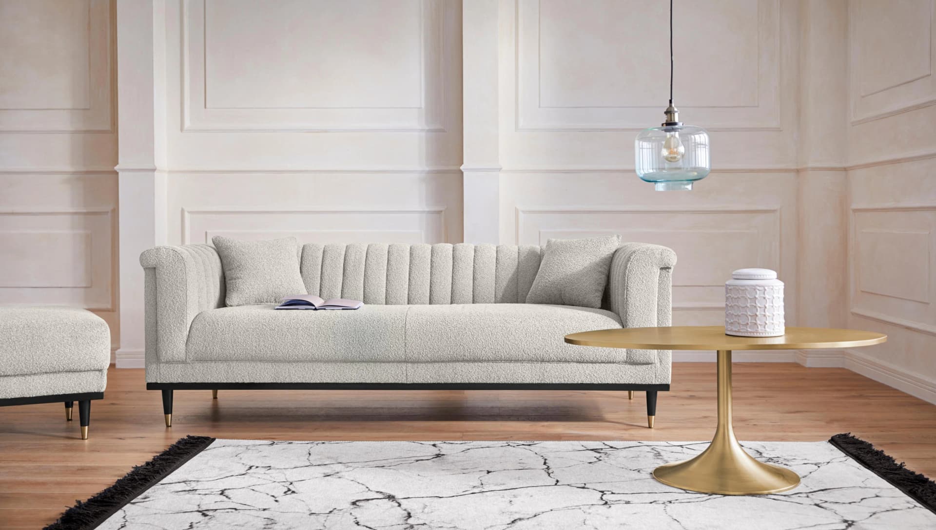 HOME AFFAIRE Chamby New 3-Sitzer Sofa Beige Bouclé