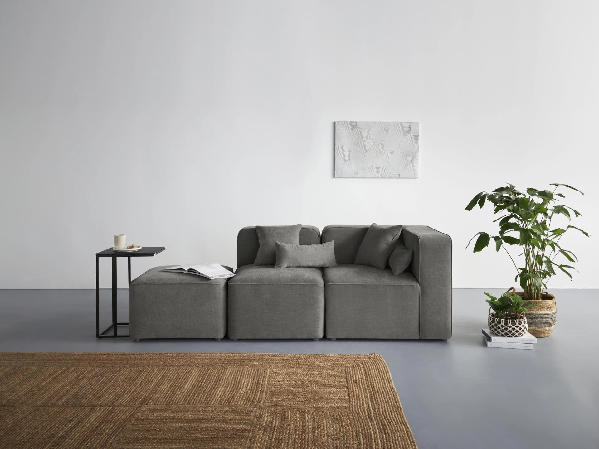 HOME AFFAIRE Sundstrup 3-Sitzer Sofa Anthrazit Samtoptik
