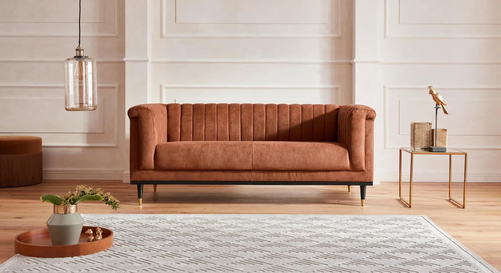 HOME AFFAIRE Chamby 2-Sitzer Sofa Cognac Microfaser Lederoptik