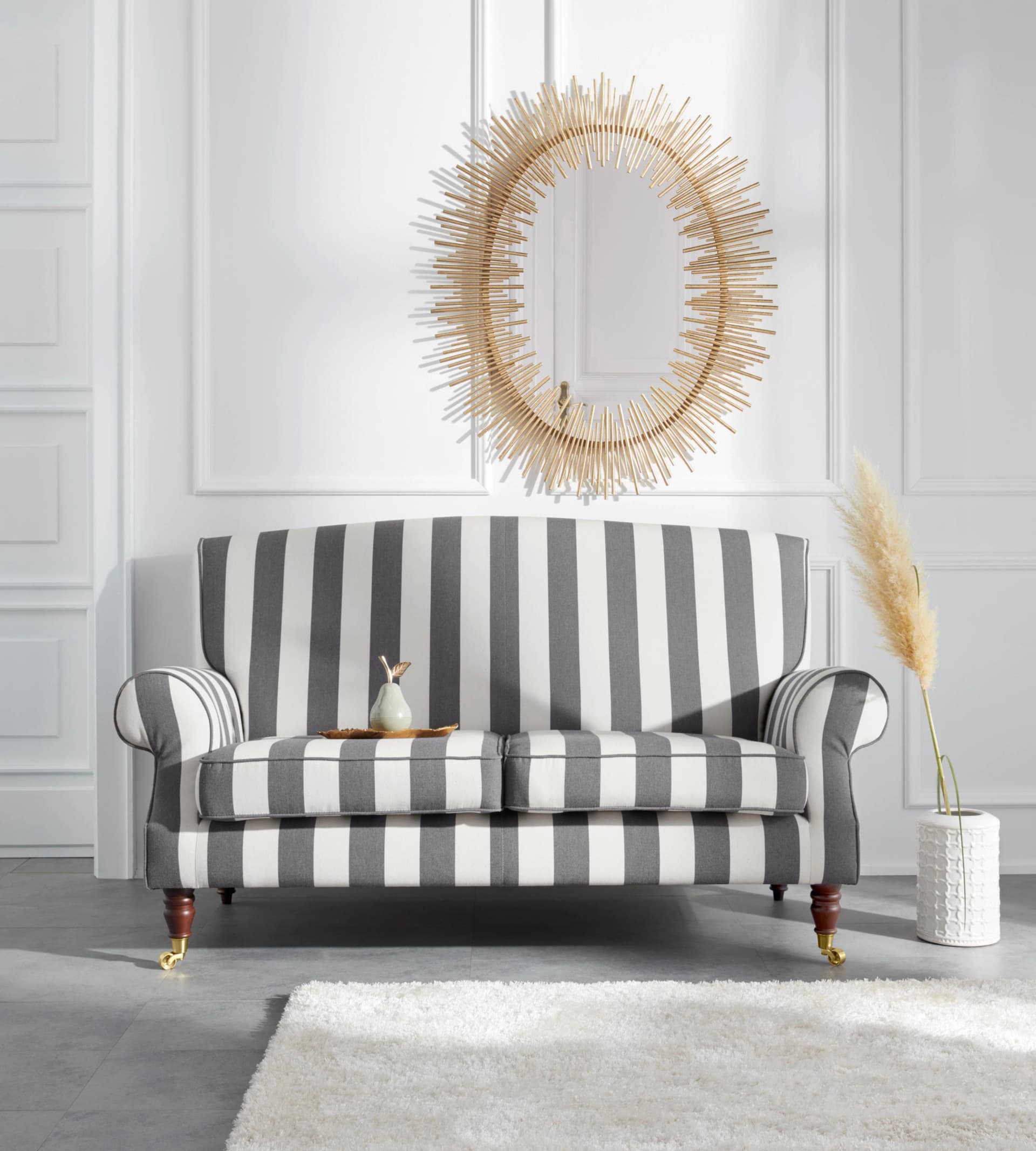 HOME AFFAIRE Rennes 2-Sitzer Sofa Anthrazit-Creme Samtoptik