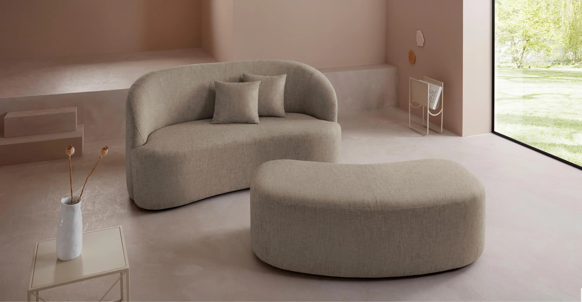 LeGer Home 2-Sitzer Sofa Dilara Beige Polyester