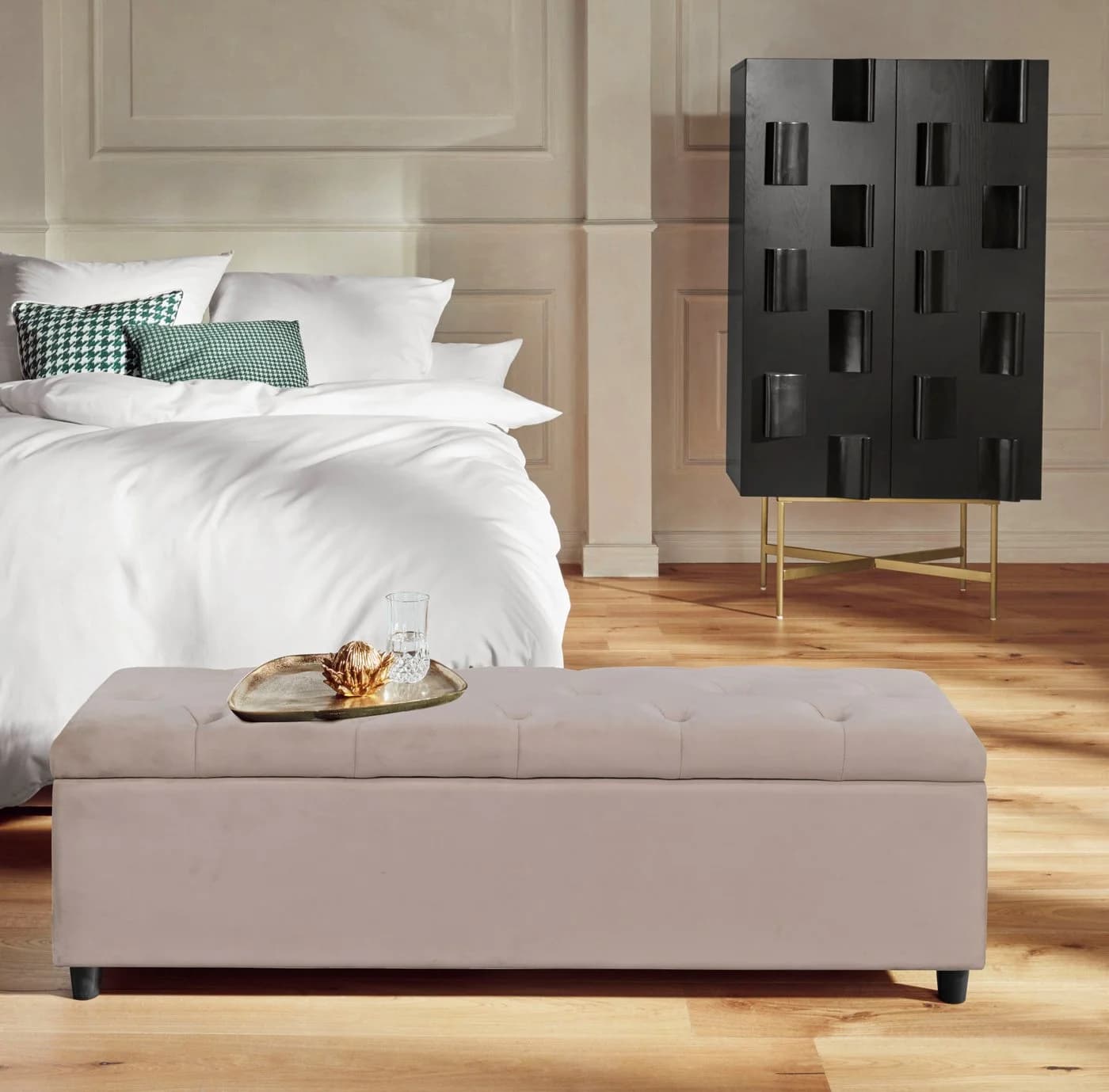 HOME AFFAIRE Bettbank Relaxy Beige Grau mit Stauraum