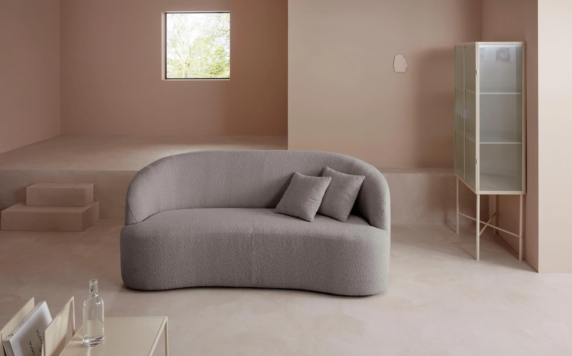 LeGer Home Dilara 3-Sitzer Sofa Hellgrau Bouclé