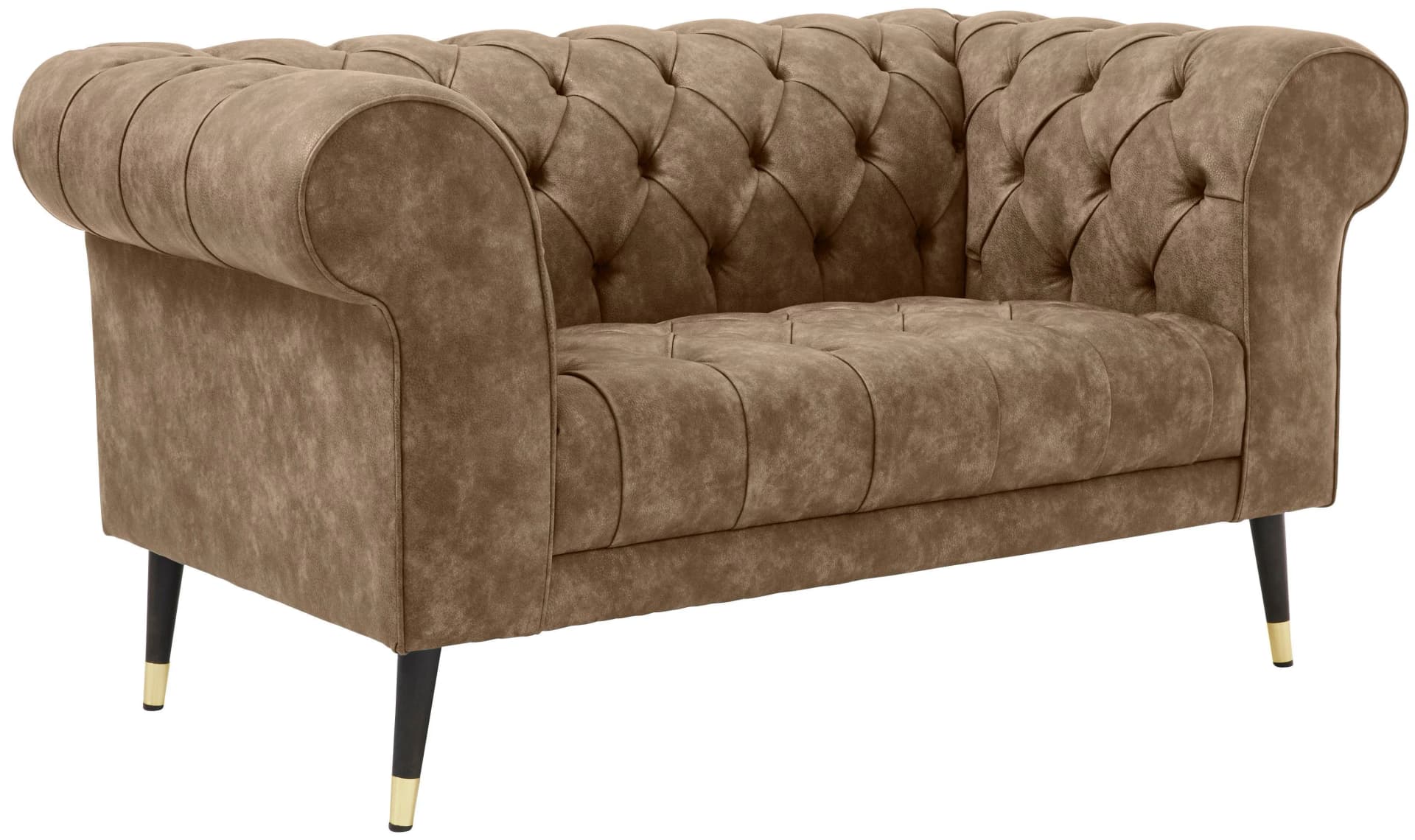 Chesterfield-Sofa Tinnum Braun Vintageoptik 2-Sitzer