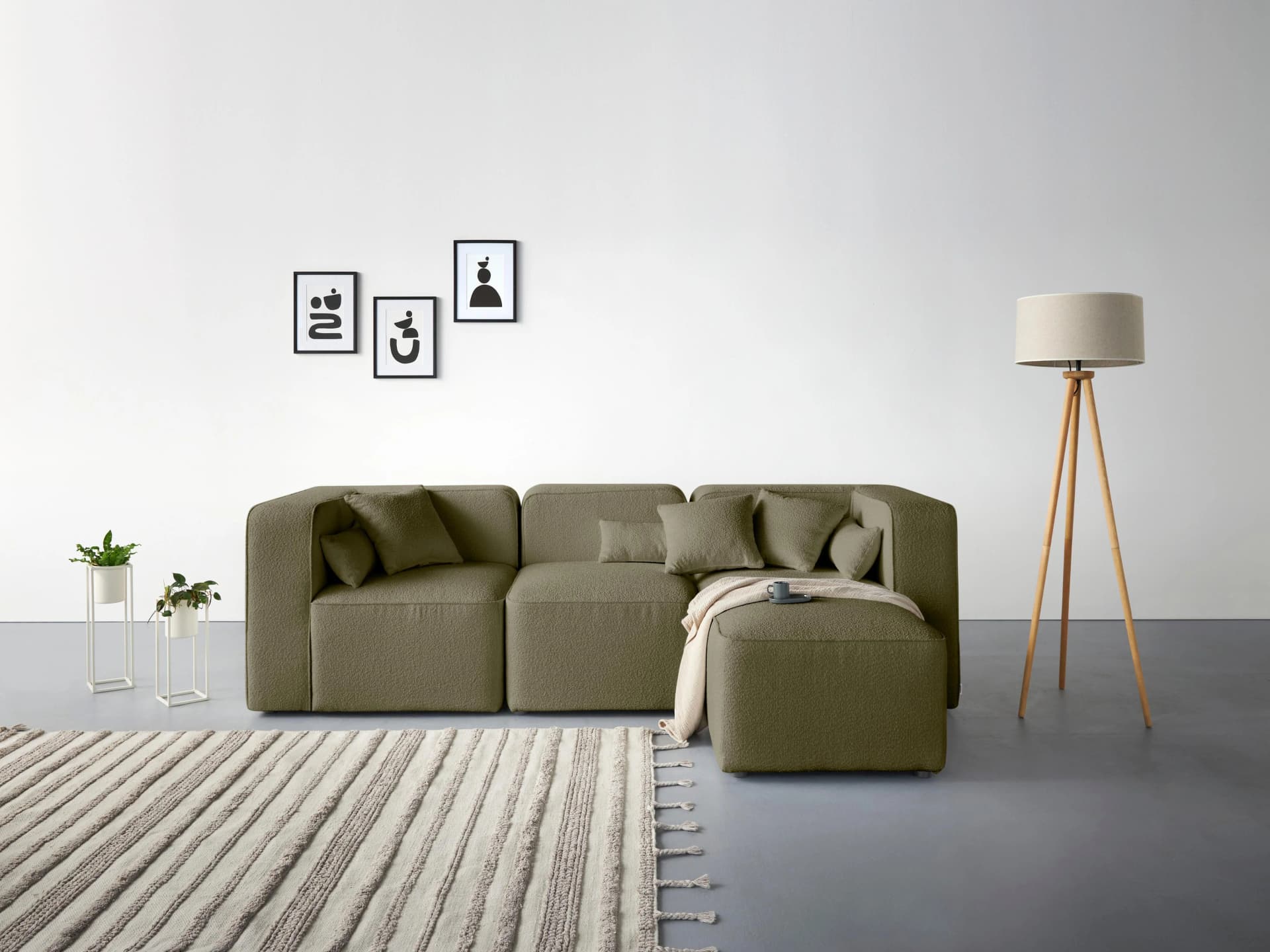 HOME AFFAIRE 3-Sitzer Sofa Sundstrup L-Form Grün