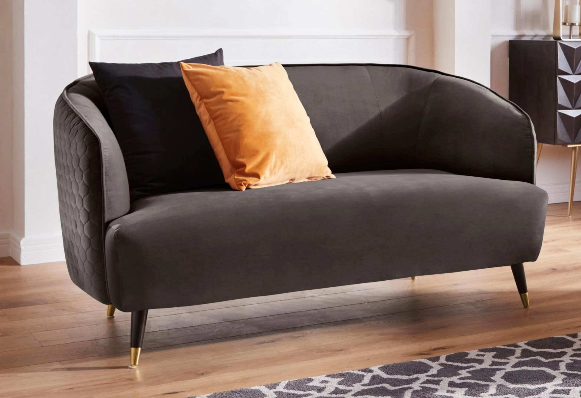HOME AFFAIRE Oradea 2-Sitzer Sofa Braun Samtoptik